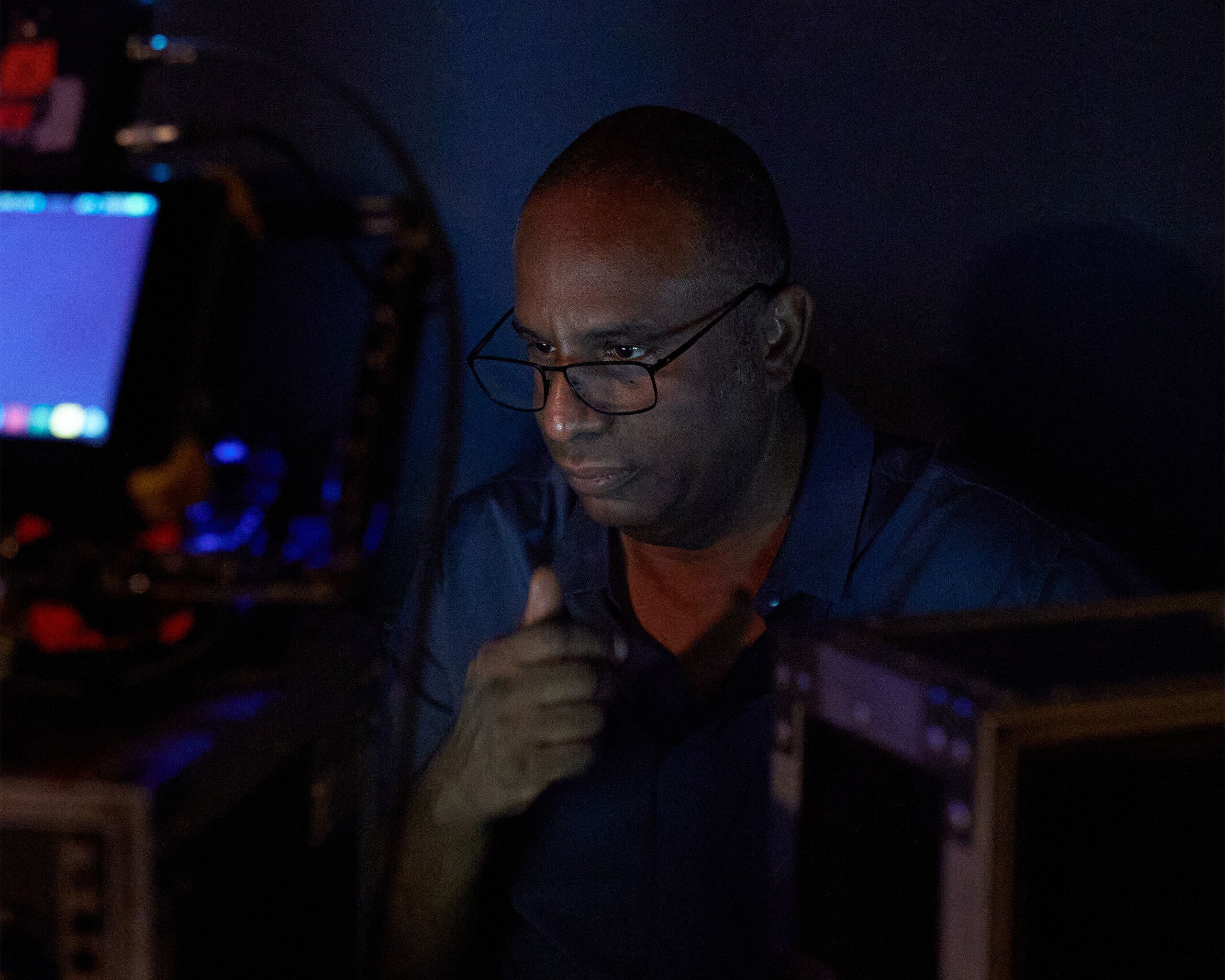 Stan Douglas on set in Cairo, dated 2021.