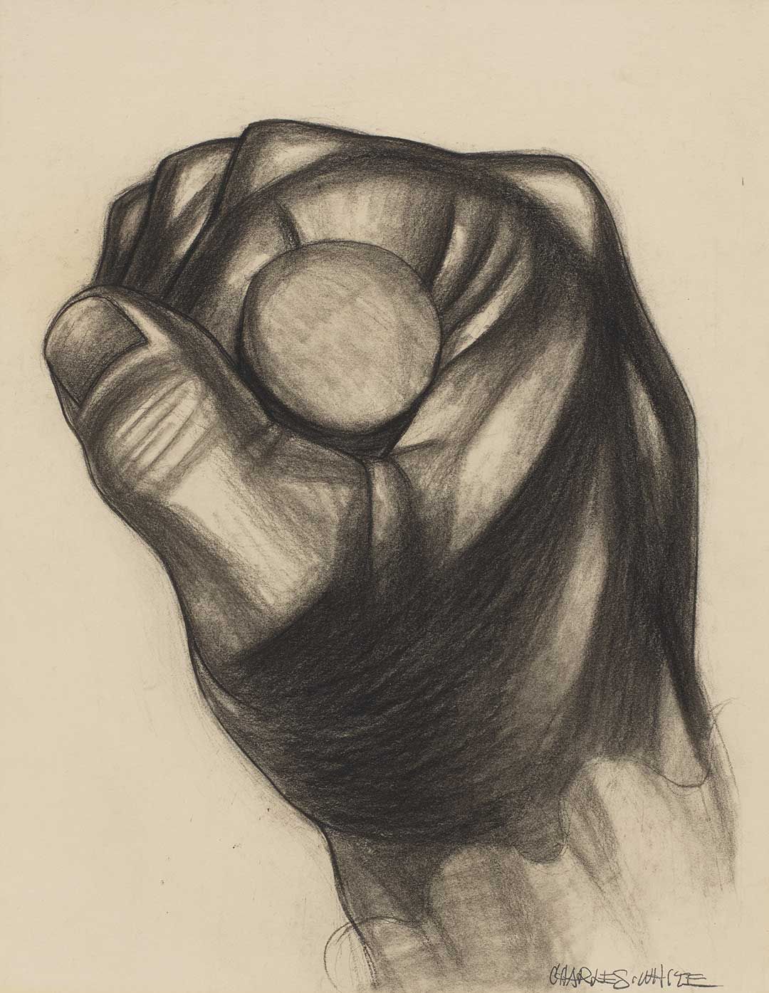 A drawing on paper by Charles White, titled Hand of Tory, circa 1943.
