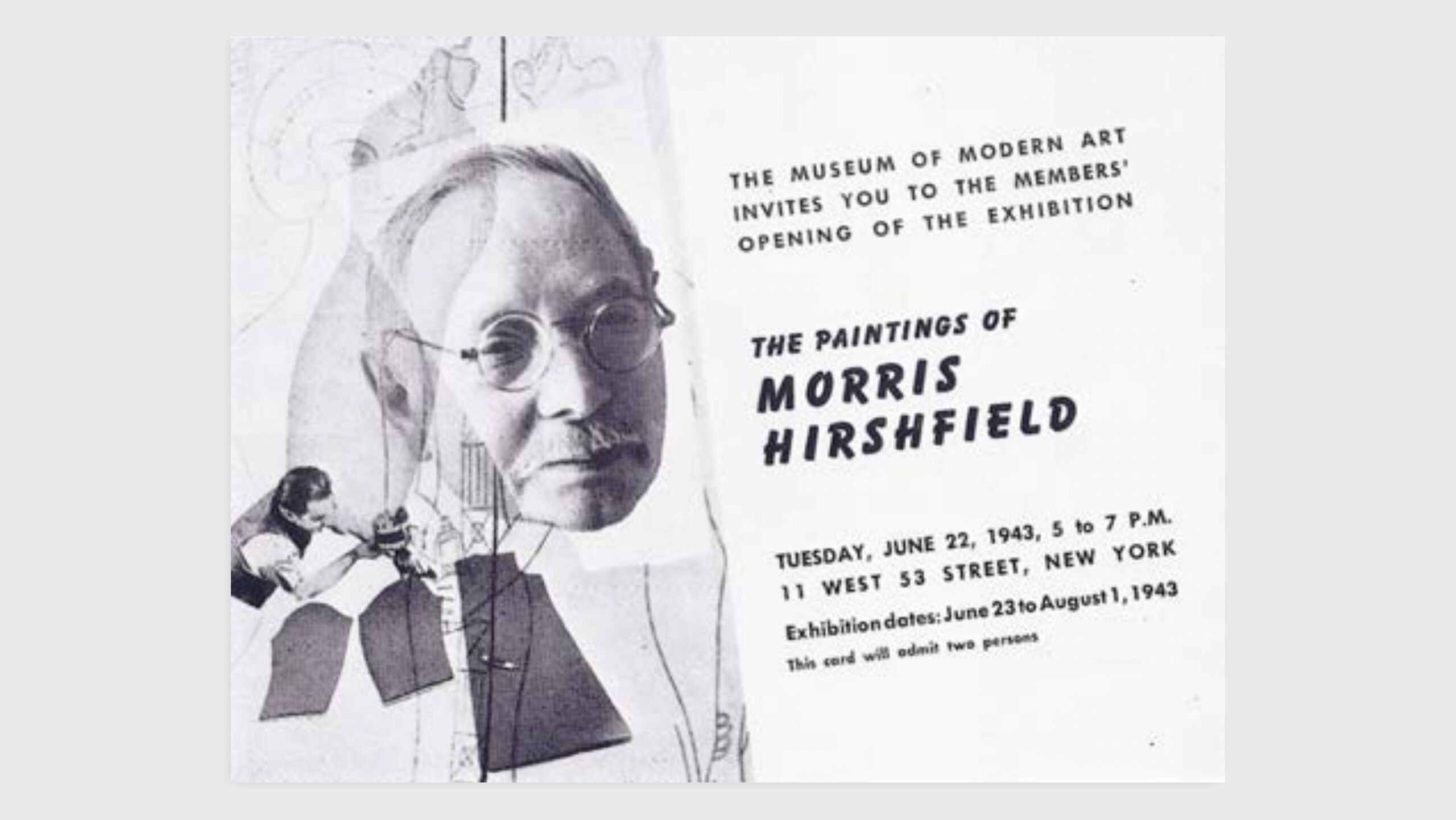 An Invitation, The Paintings of Morris Hirshfield, Museum of Modern Art, New York, dated 1943