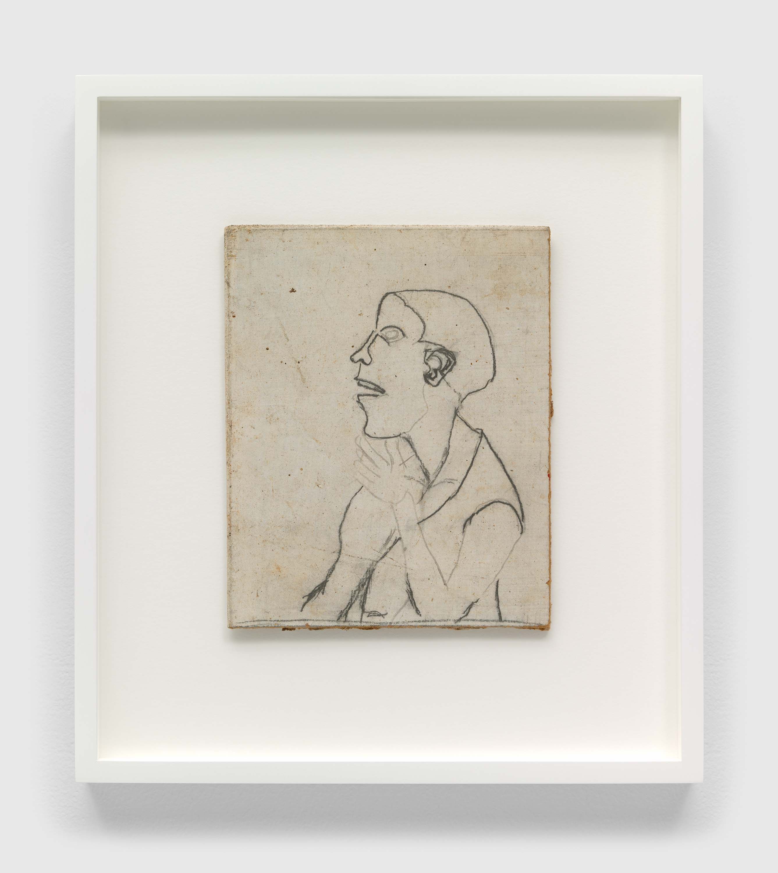 A pencil on pressboard artwork by Frank Walter, called Untitled (Man in Profile), n.d.