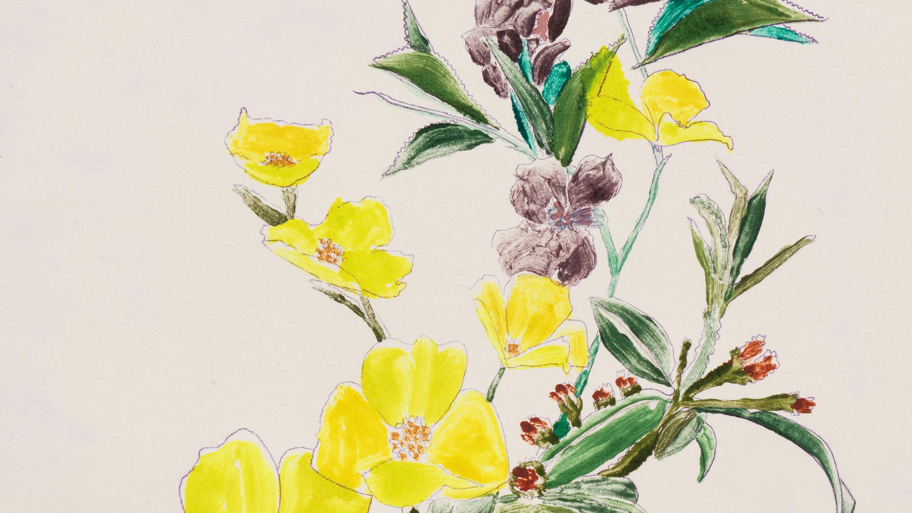 Detail of a work by Hayley Barker, titled "Wingate Farm Welcome Bouquet 7," dated 2023
