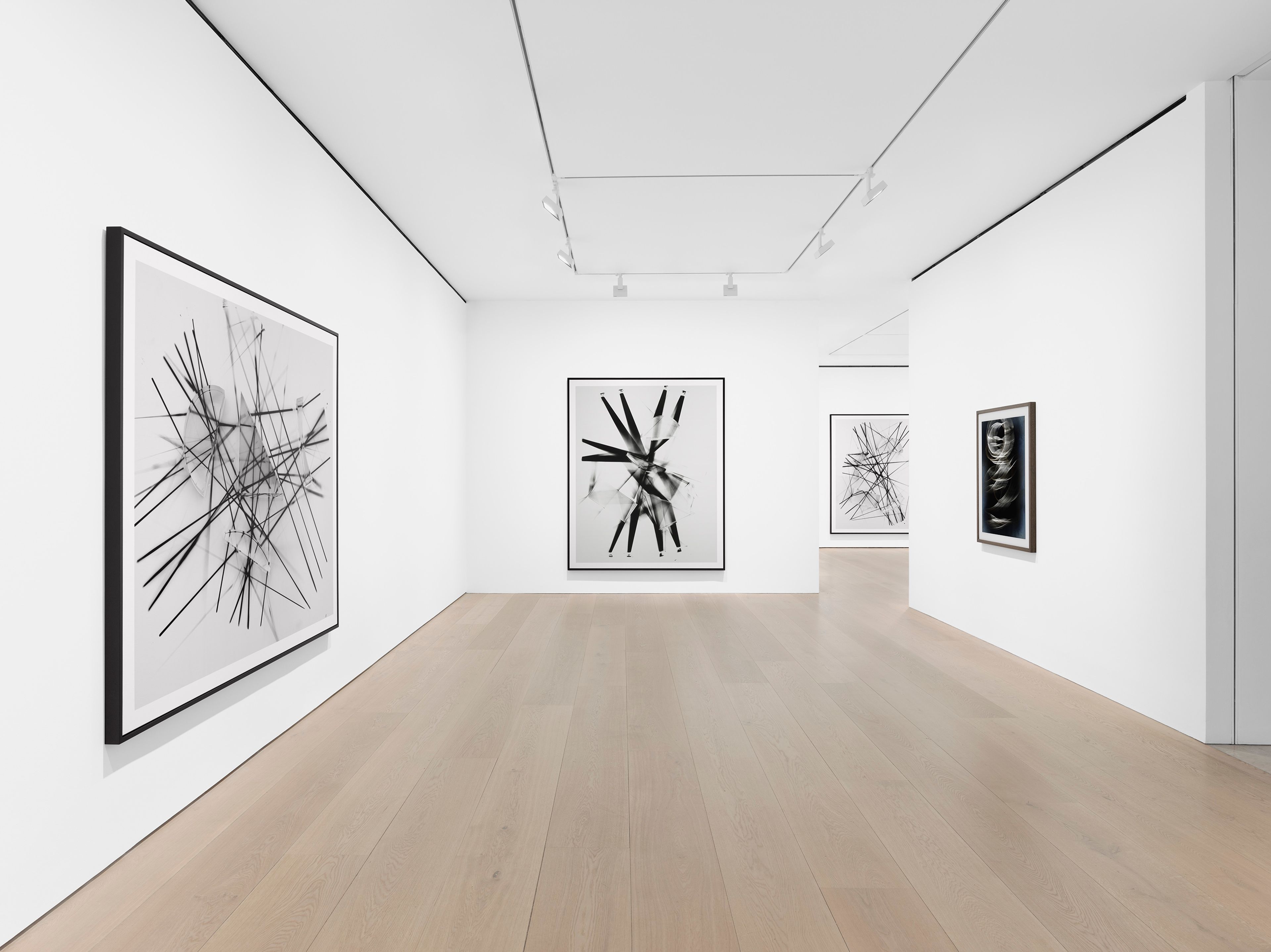 Installation view of the exhibition, Thomas Ruff: expériences lumineuses, at David Zwirner in London, dated 2025.