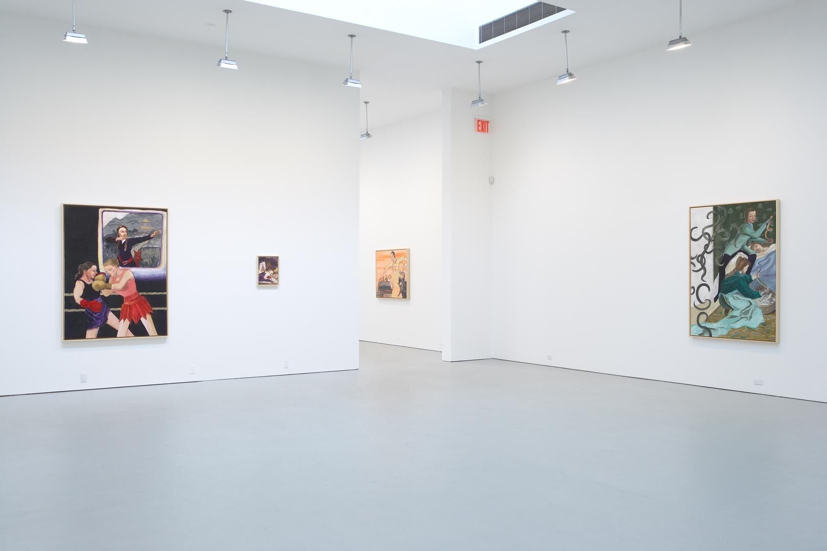 Installation view of the exhibition Rosa Loy: 9 Wege, at David Zwirner in New York, dated 2006.