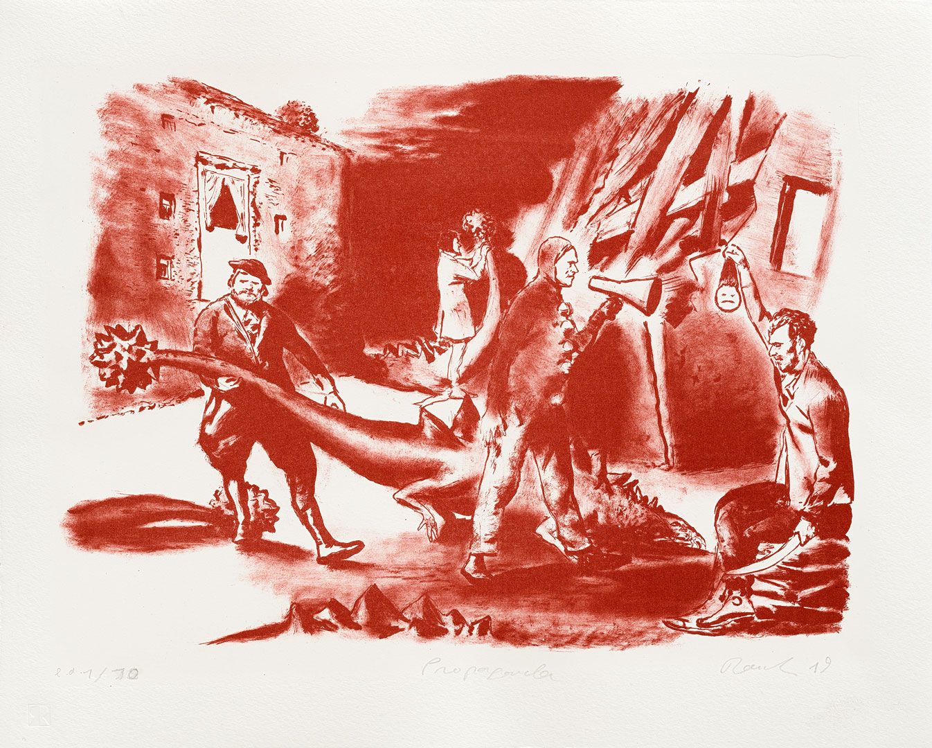 A print by Neo Rauch titled Propoganda, dated 2019