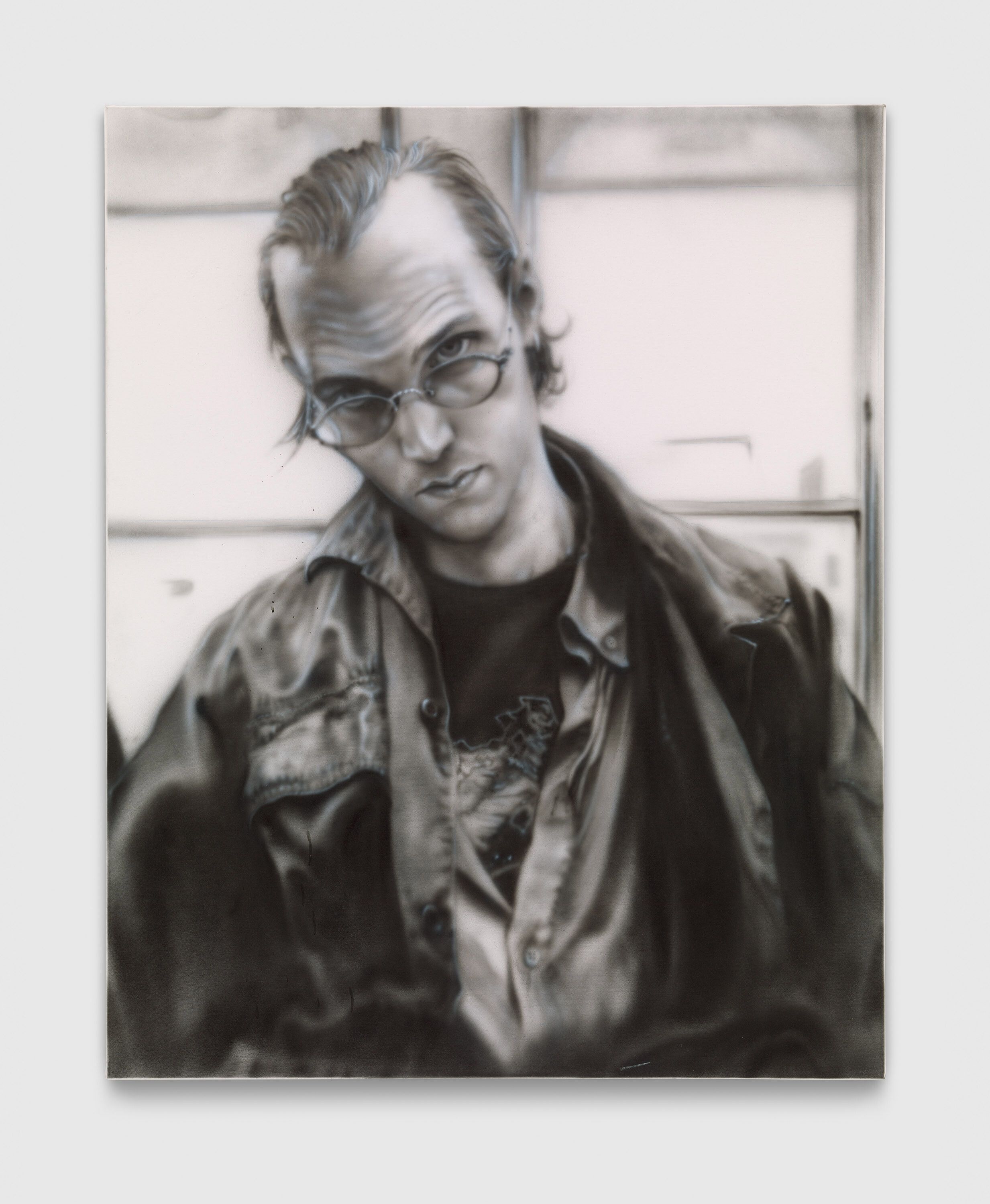 A painting by Will Sheldon, titled Self Portrait in the Studio, dated 2022.