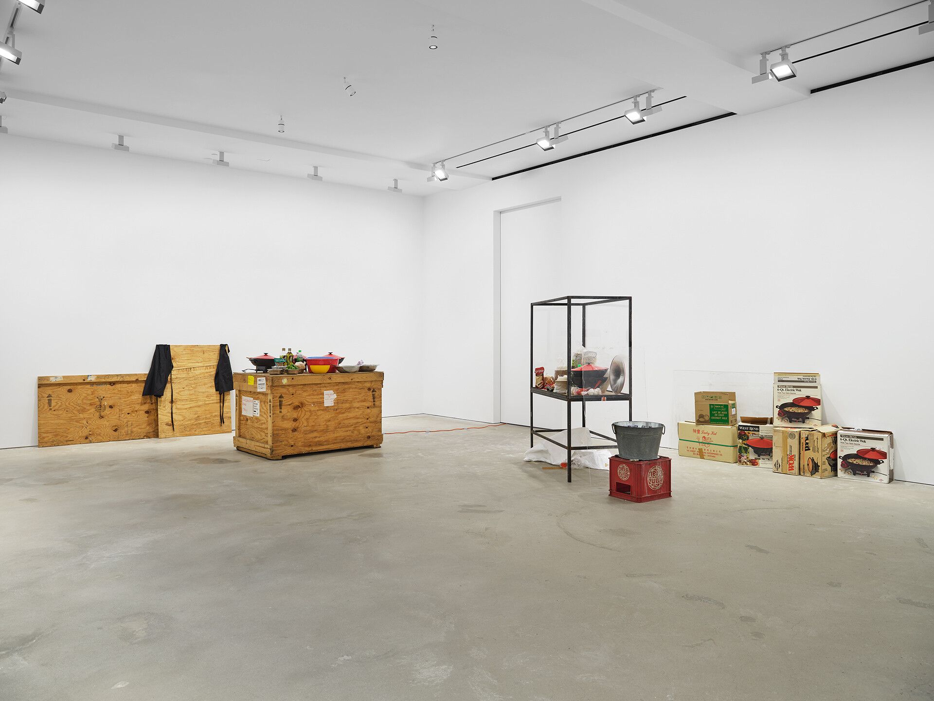 A mixed media installation by Rirkrit Tiravanija, titled untitled 1990 (pad thai), dated 1990.