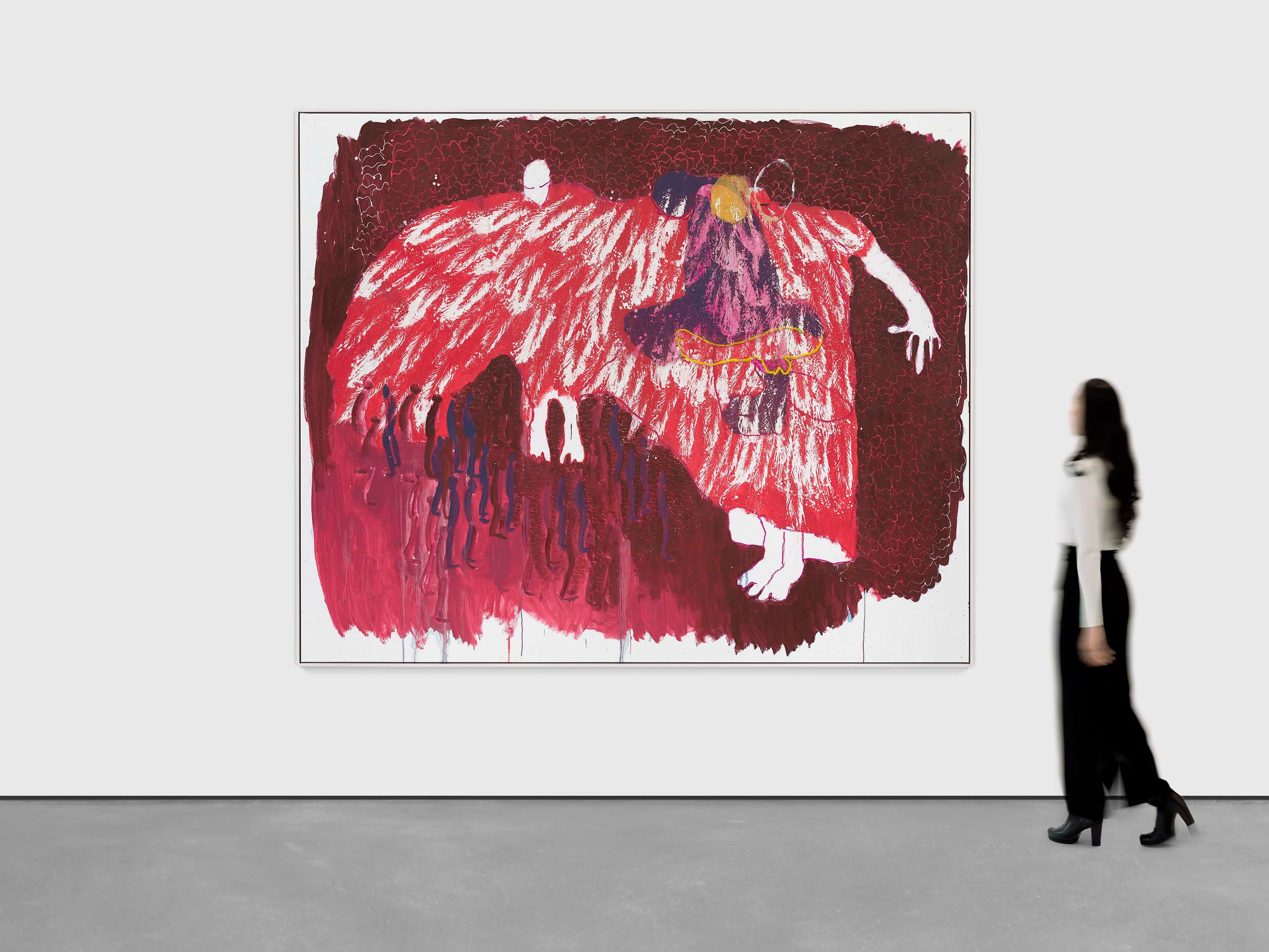 A painting by Portia Zvavahera, titled Takasunungurwa, dated 2025.