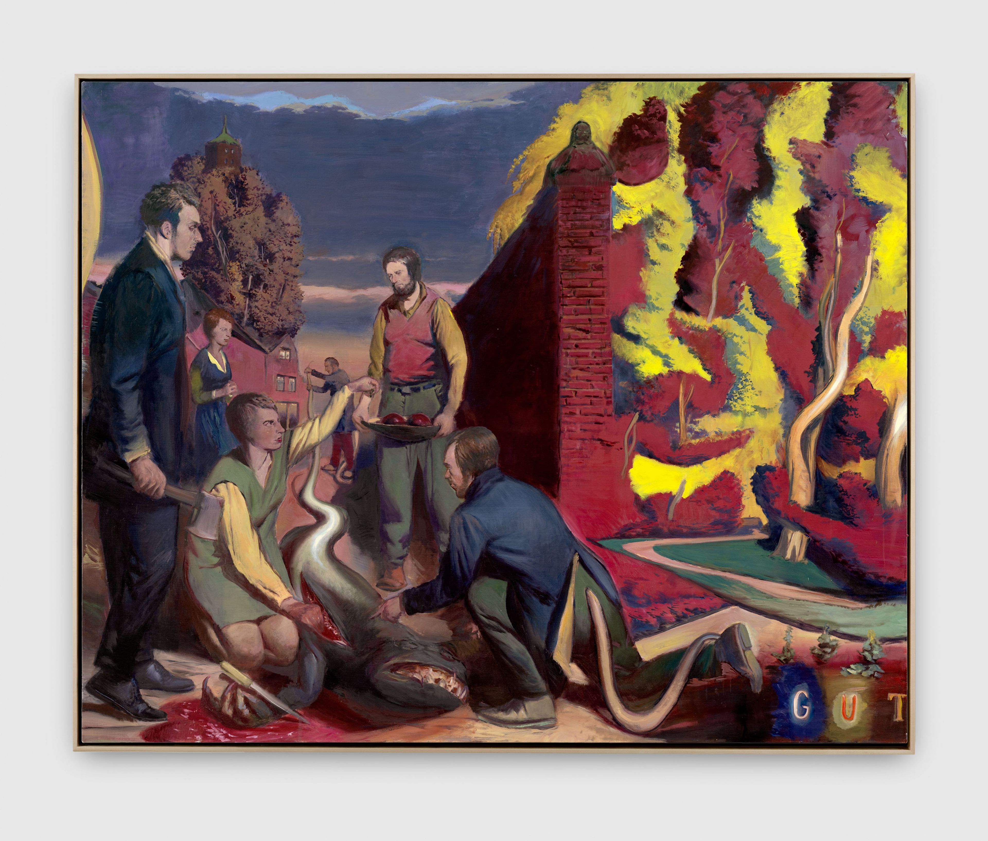 A painting by Neo Rauch, titled Gutes, dated 2023.