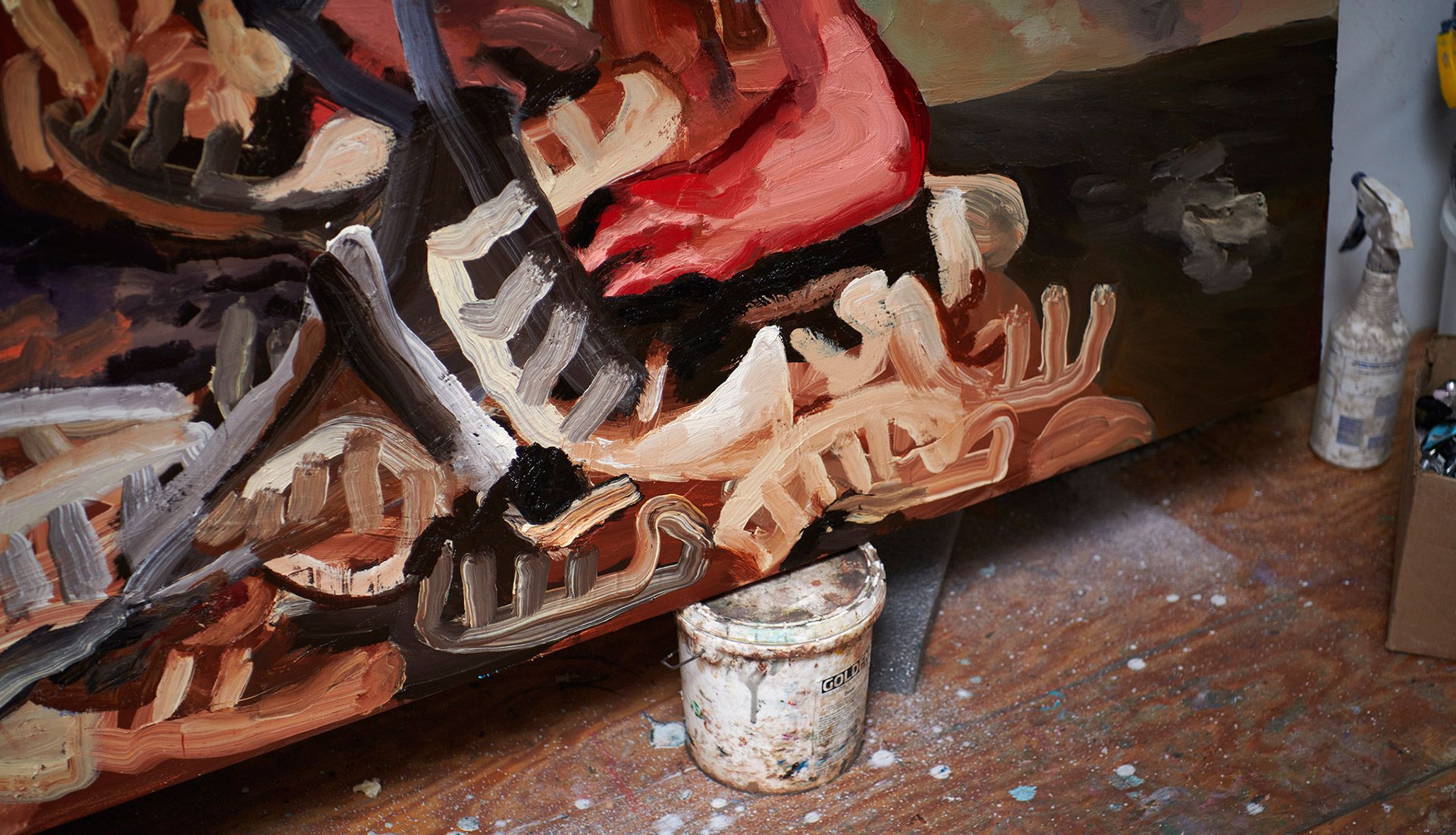 A detail from a painting by Dana Schutz, titled Sea Group, dated 2021. Photo by Jason Schmidt.