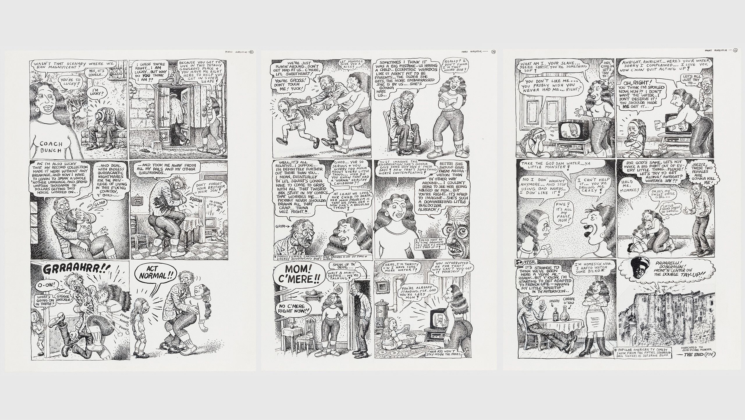 Pages from Aline 'n' Bob 'n' Sophie in Euro-Dirty Laundry: "Merci au Revoir" dated 1992
