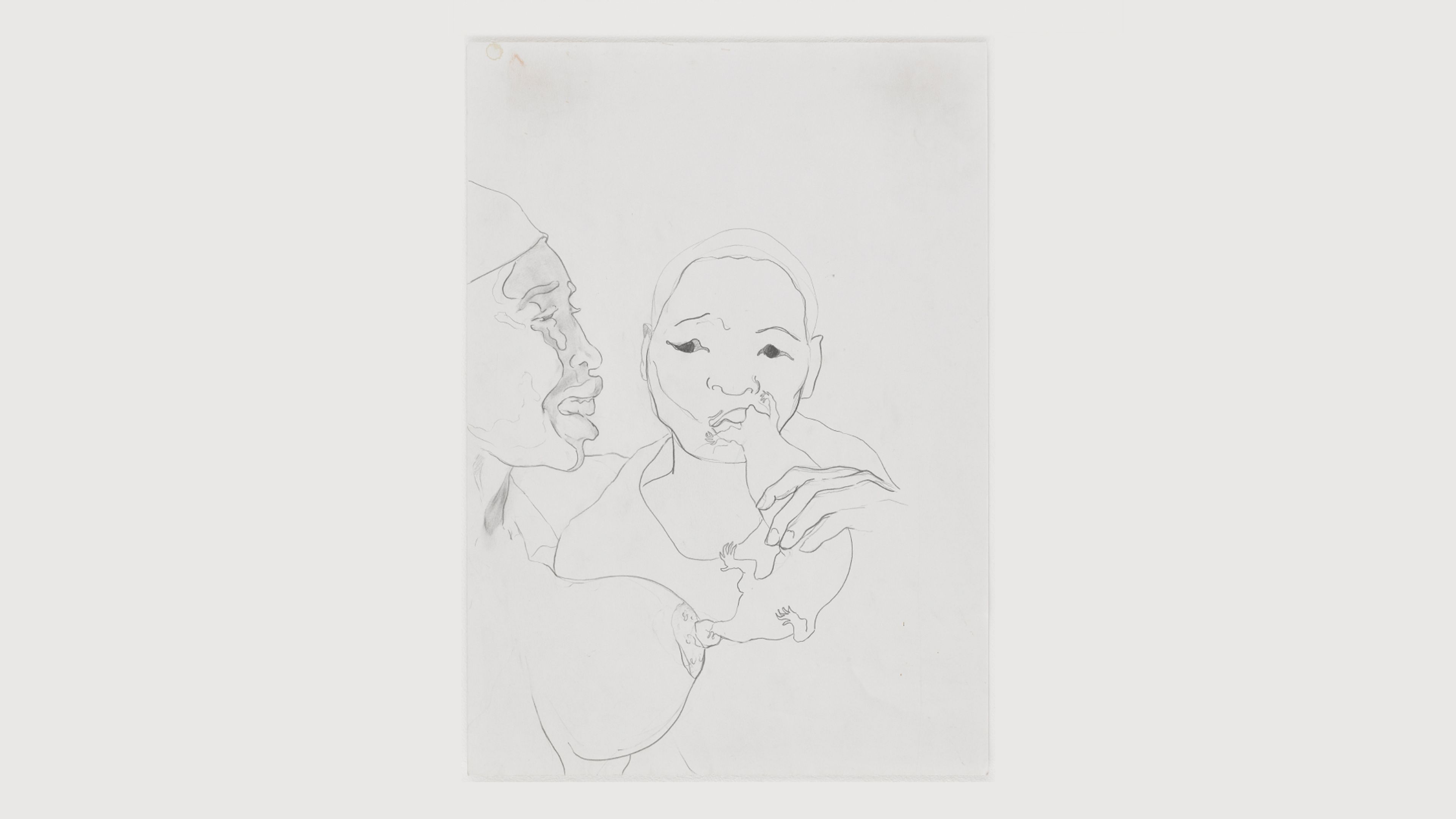 A drawing by Michael Armitage, titled Study, Wet Nurse, dated 2016.