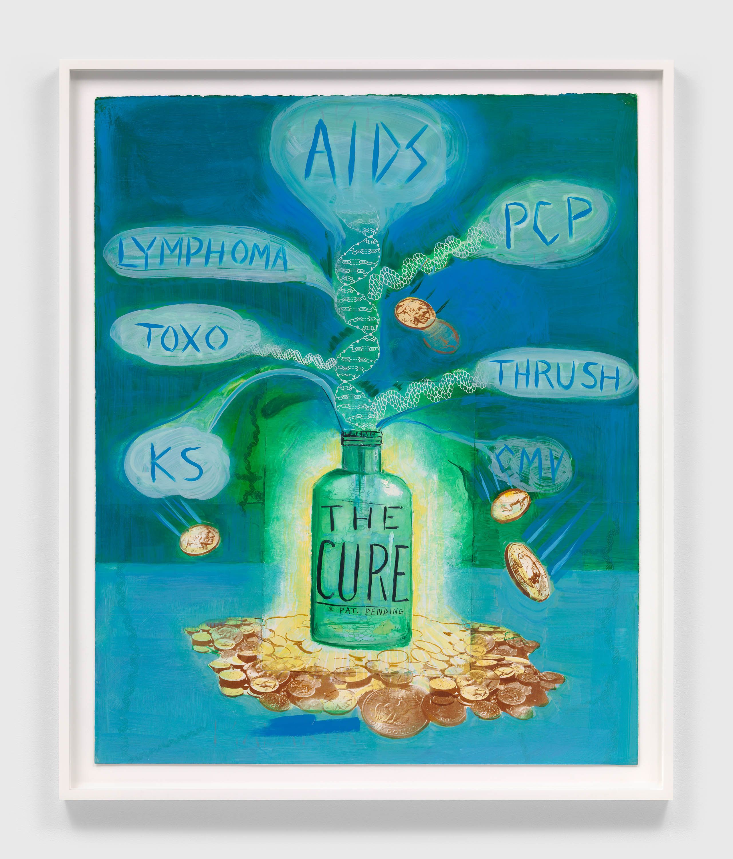 An acrylic and collage artwork by Frank Moore, titled Untitled (The Cure), date to be confirmed.