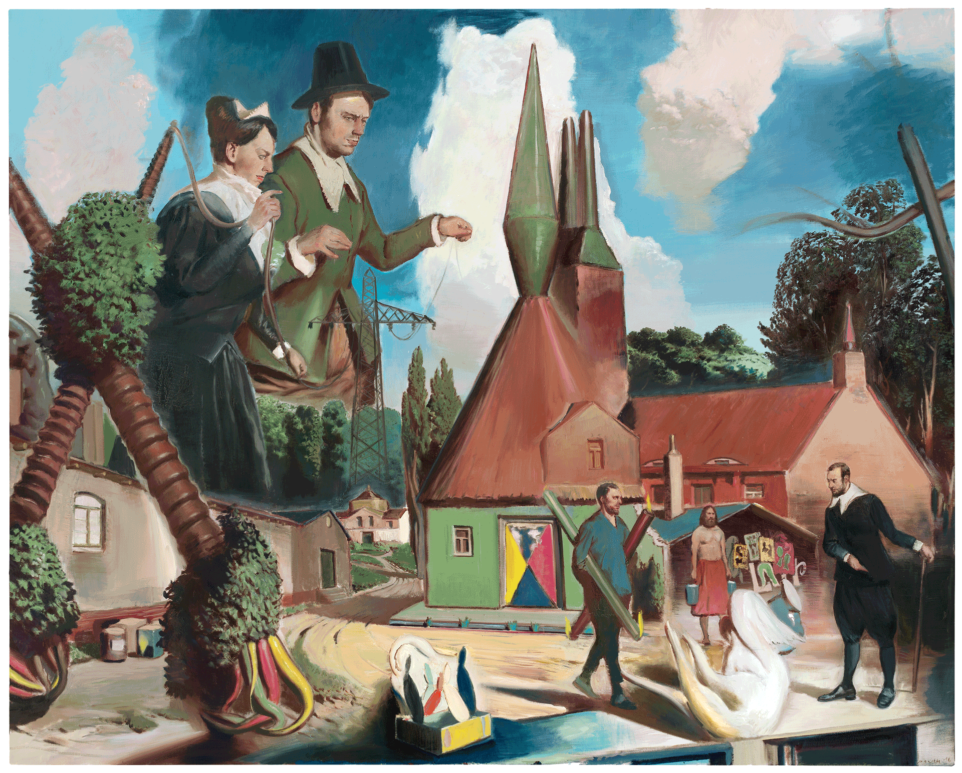 A painting by Neo Rauch, titled Zustrom, dated 2016.