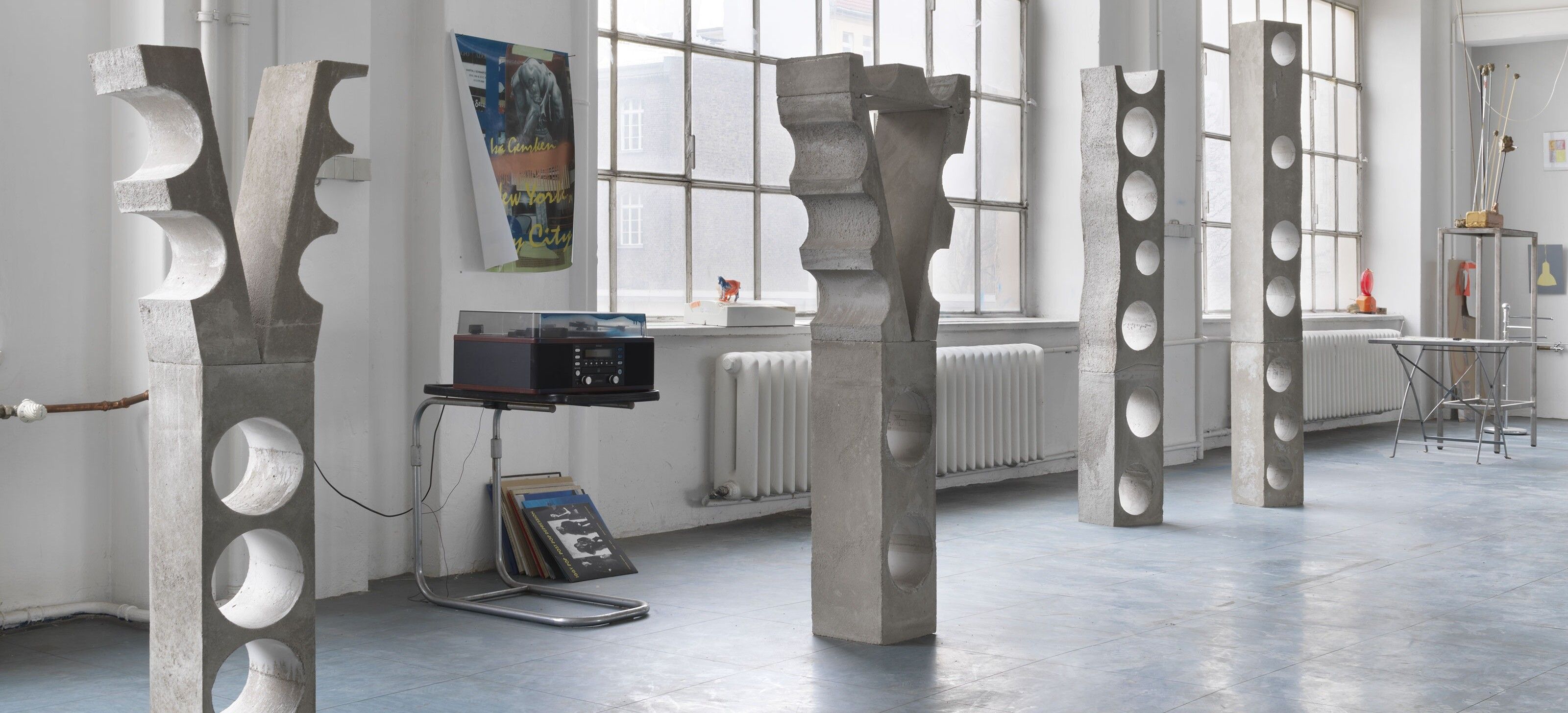Several concrete sculptures by Isa Genzken.