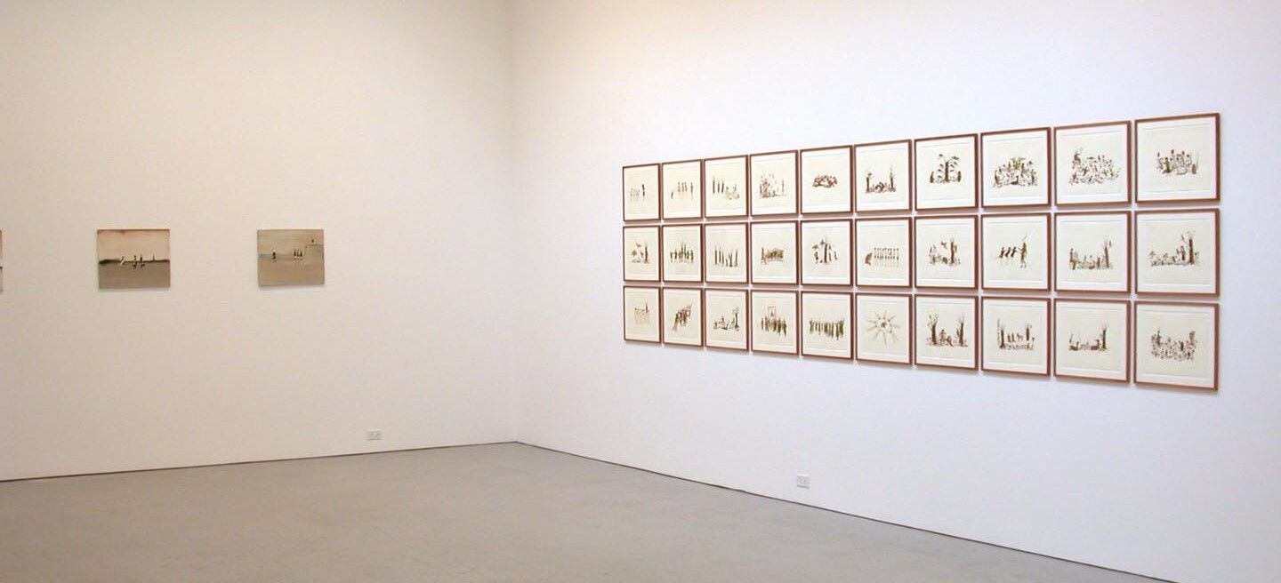 An installation view of the exhibition Jockum Nordstrom, at David Zwirner New York, dated 2004.