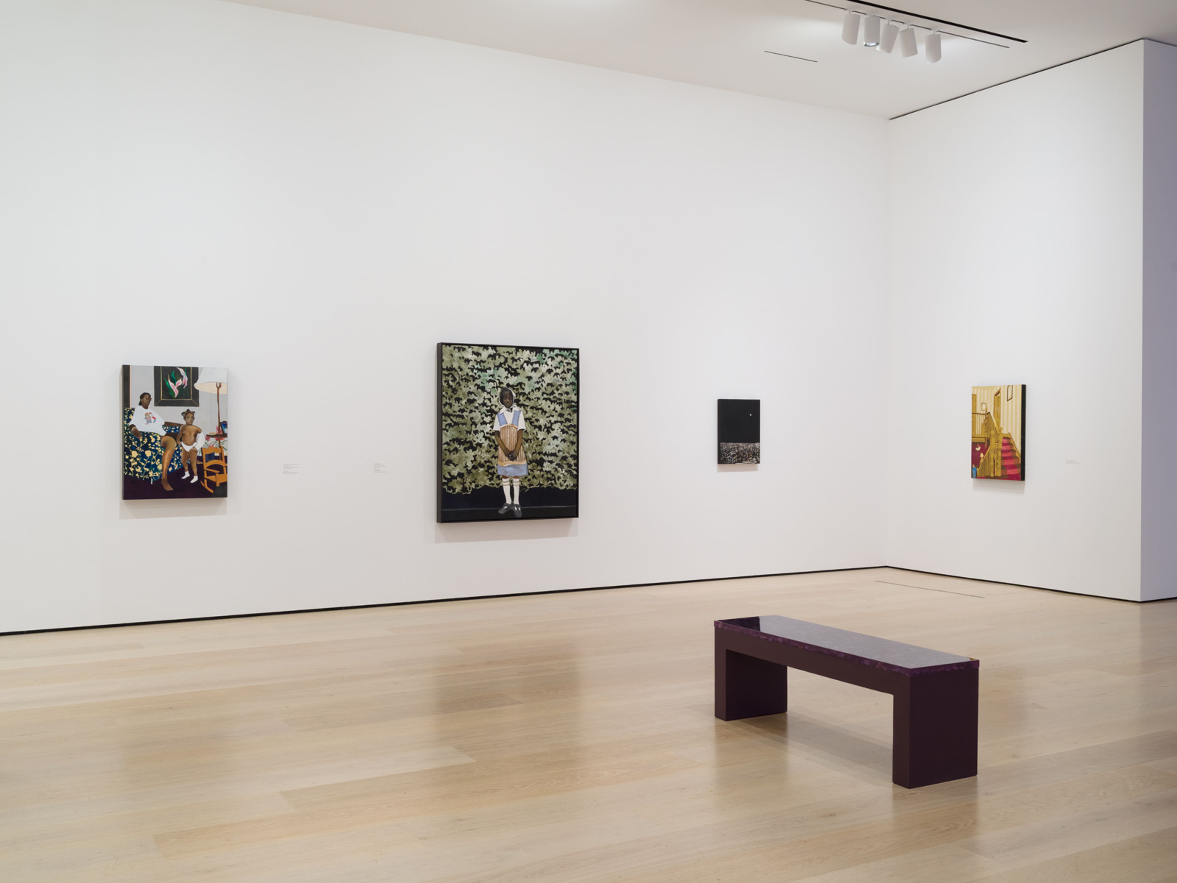 Installation view of the exhibition Noah Davis Marshall at the Hammer Museum in Los Angeles, dated 2025