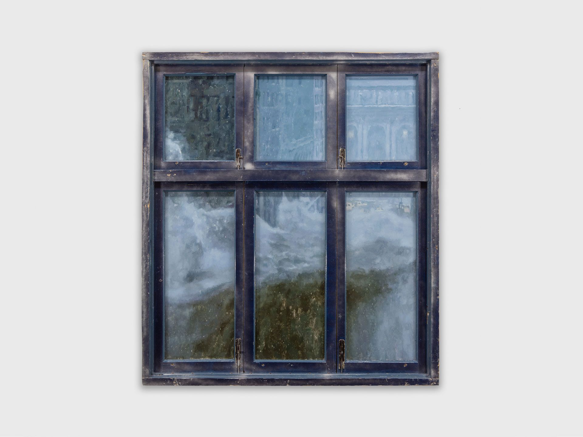 A painting by Li Qing titled Window: The Museum in The Tsunami, dated 2017