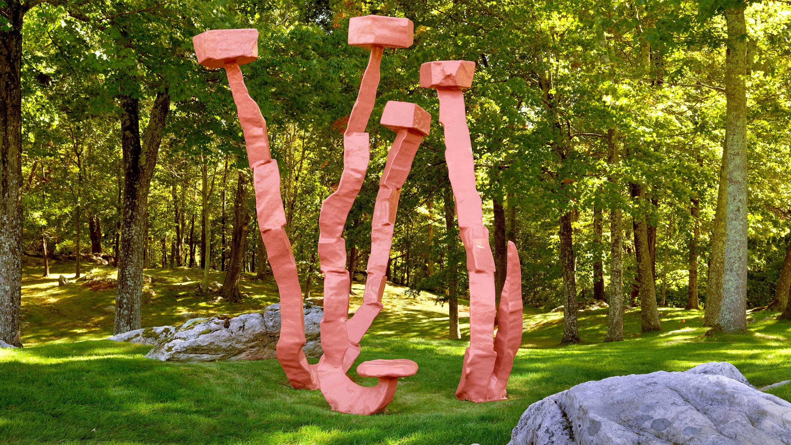 A detail of a sculpture by Franz West, titled Stonehenge, dated 2011