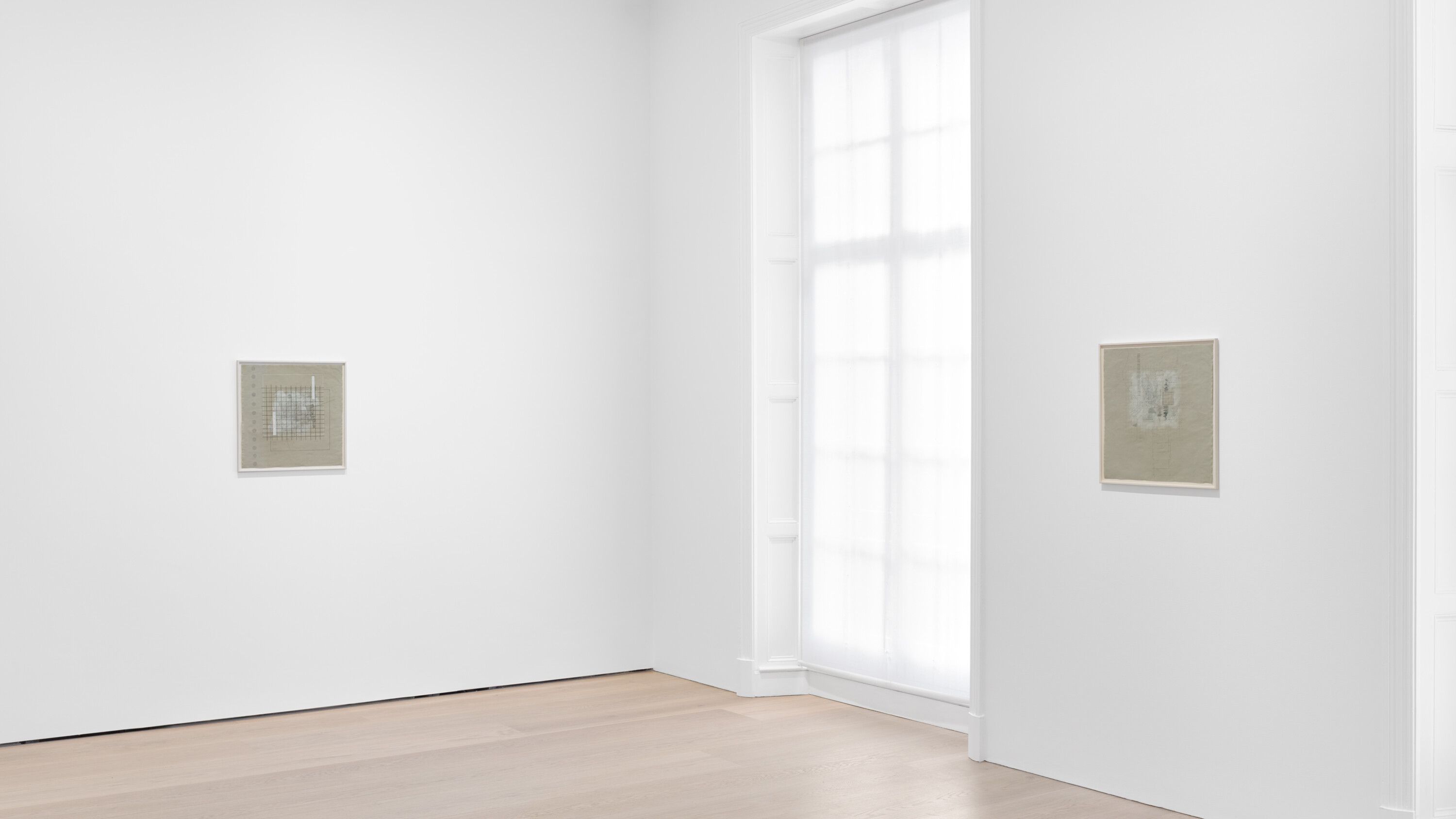 Installation view, Robert Ryman: Line, David Zwirner, London, 2023.