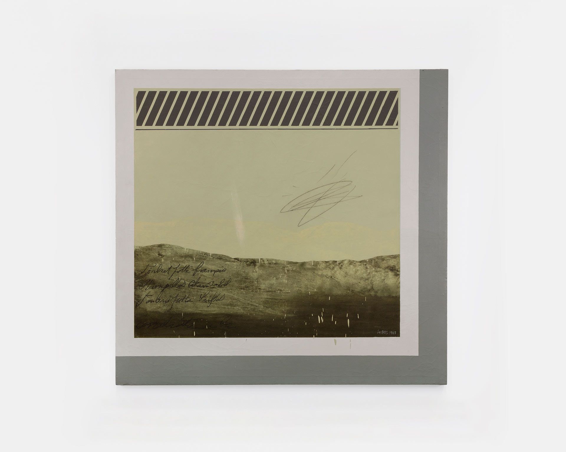 An untitled painting by Llyn Foulkes, dated 1963.