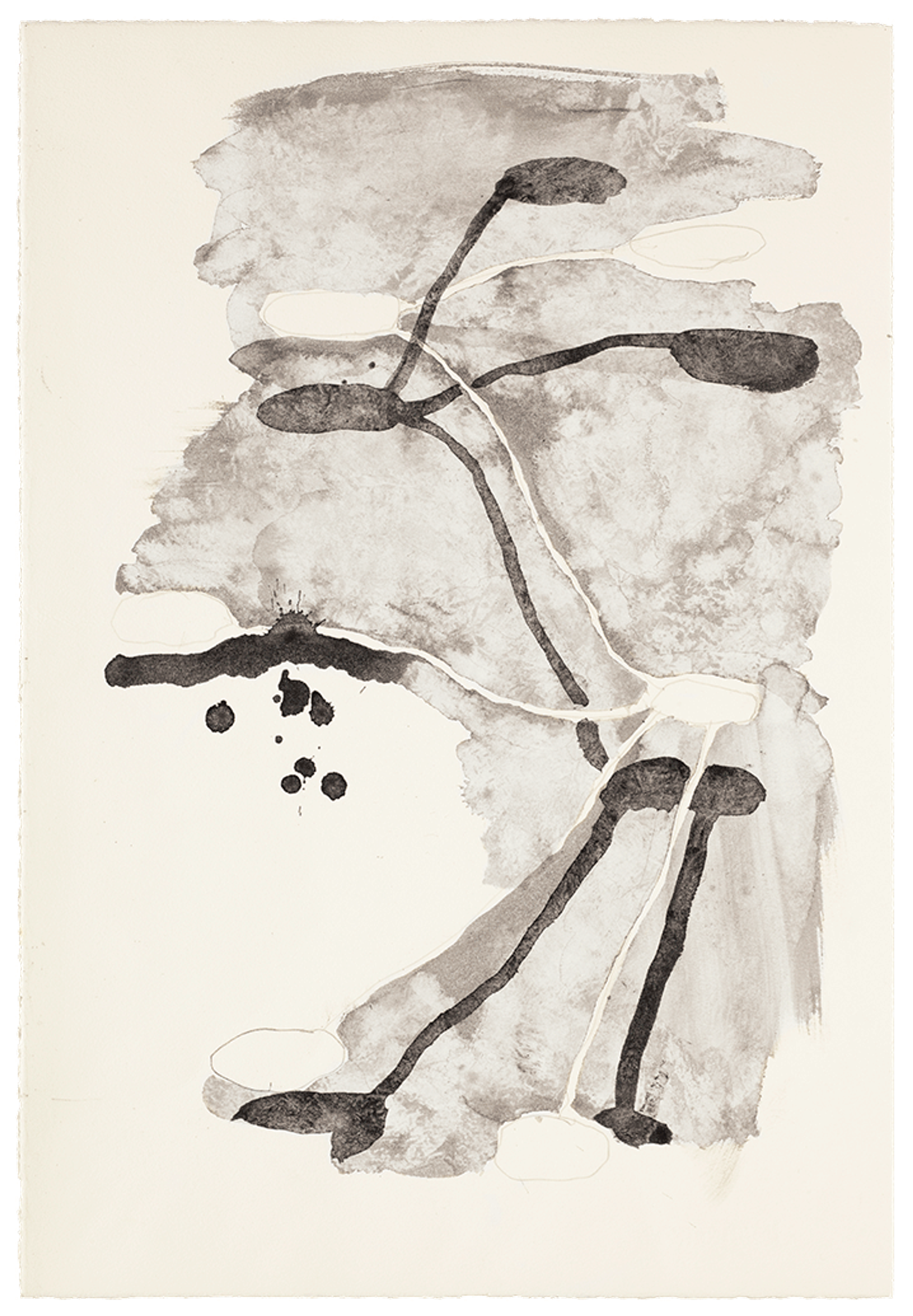 A mixed media work on paper by Al Taylor, titled Untitled (Puddles), dated 1991 to 1992.