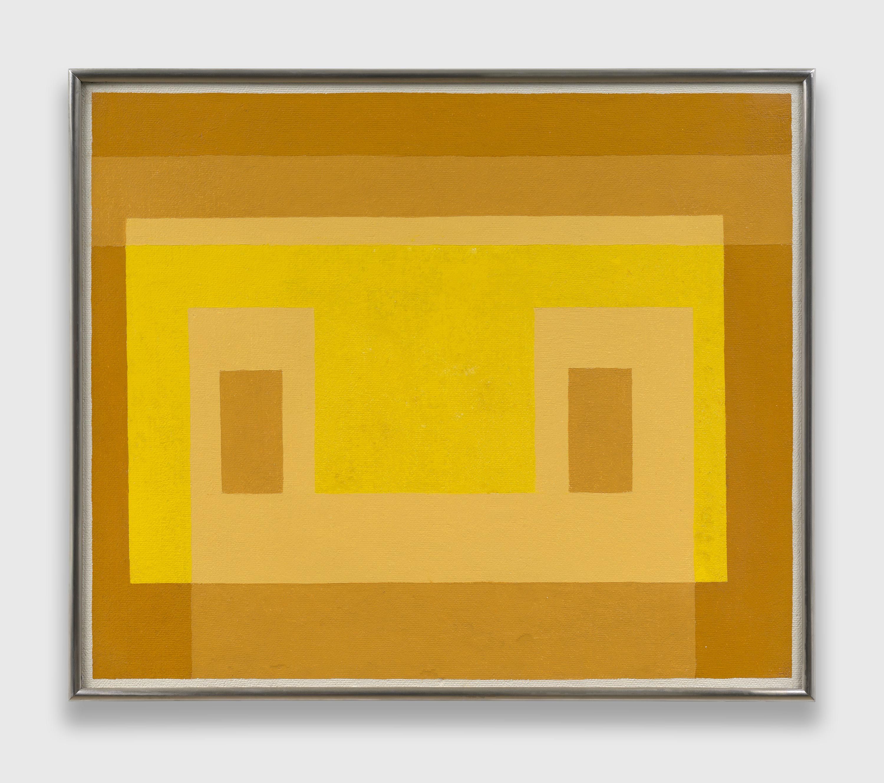 A painting by Josef Albers, titled Adobe: Yellow Front, dated 1959.
