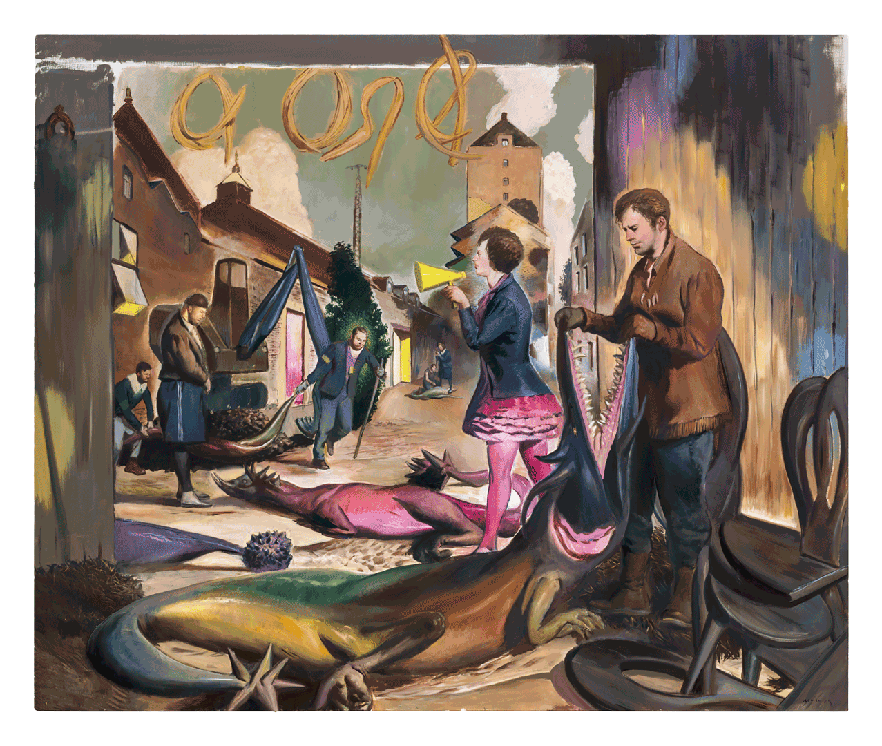 A painting by Neo Rauch, titled Propaganda, dated 2018.