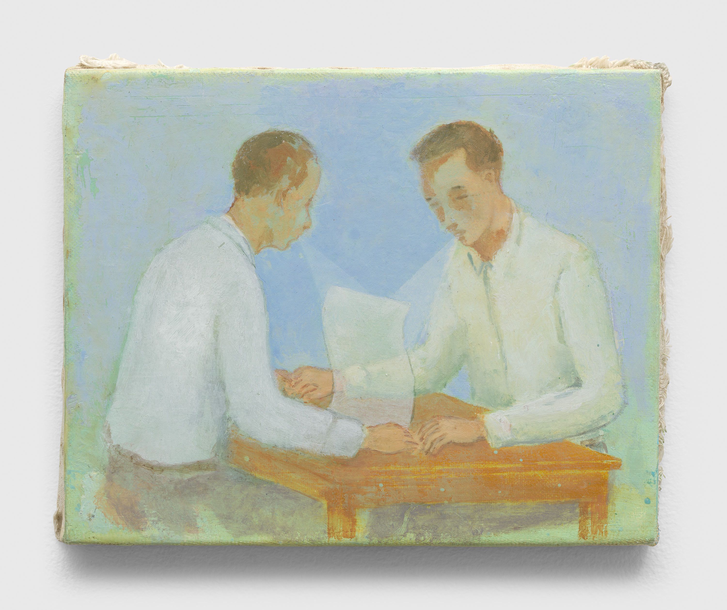 An oil and encaustic on canvas artwork by Francis Alÿs, titled Study for La Leçon de Musique, dated 1999.