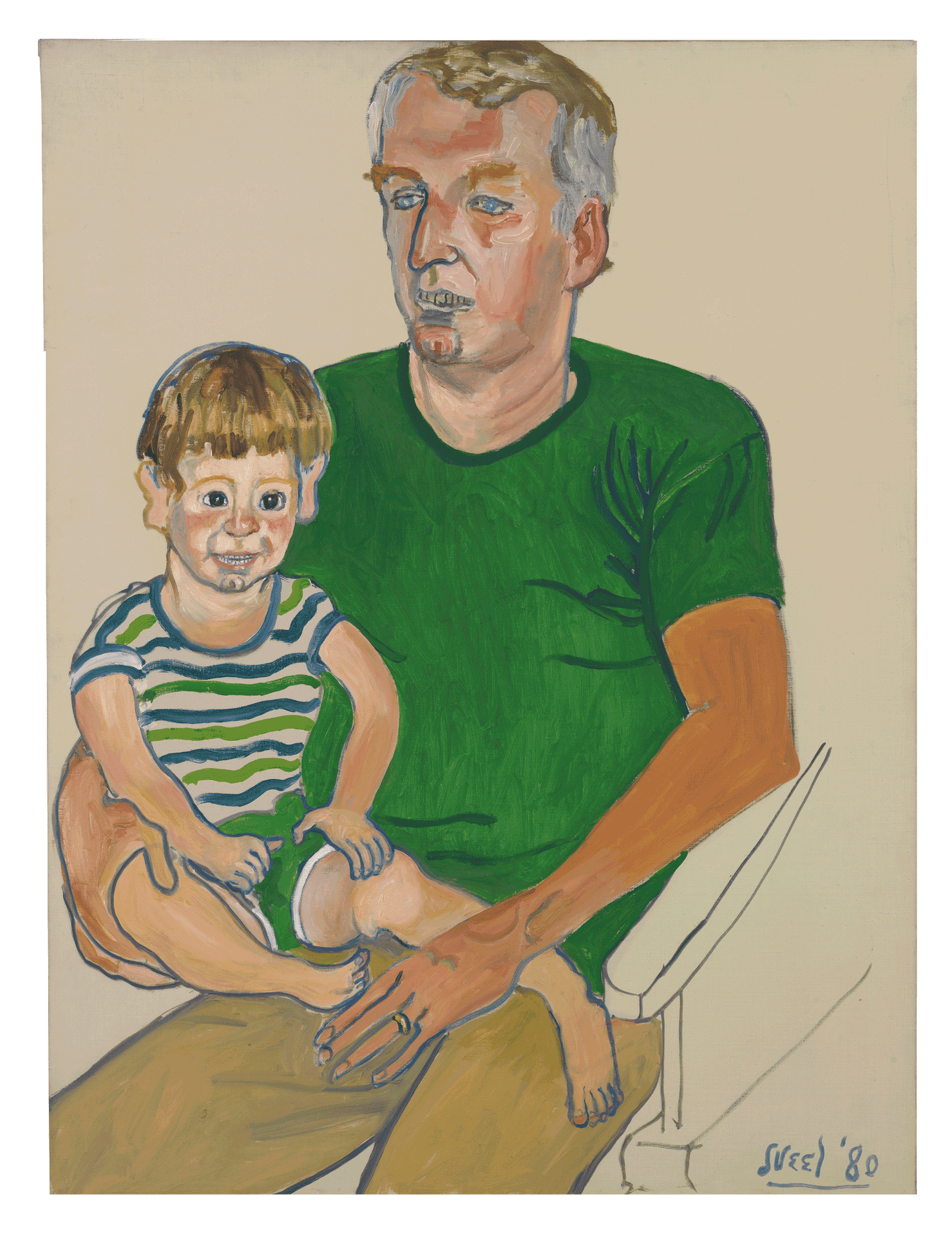 A painting by Alice Neel, titled Kevin and Andy, dated 1980.