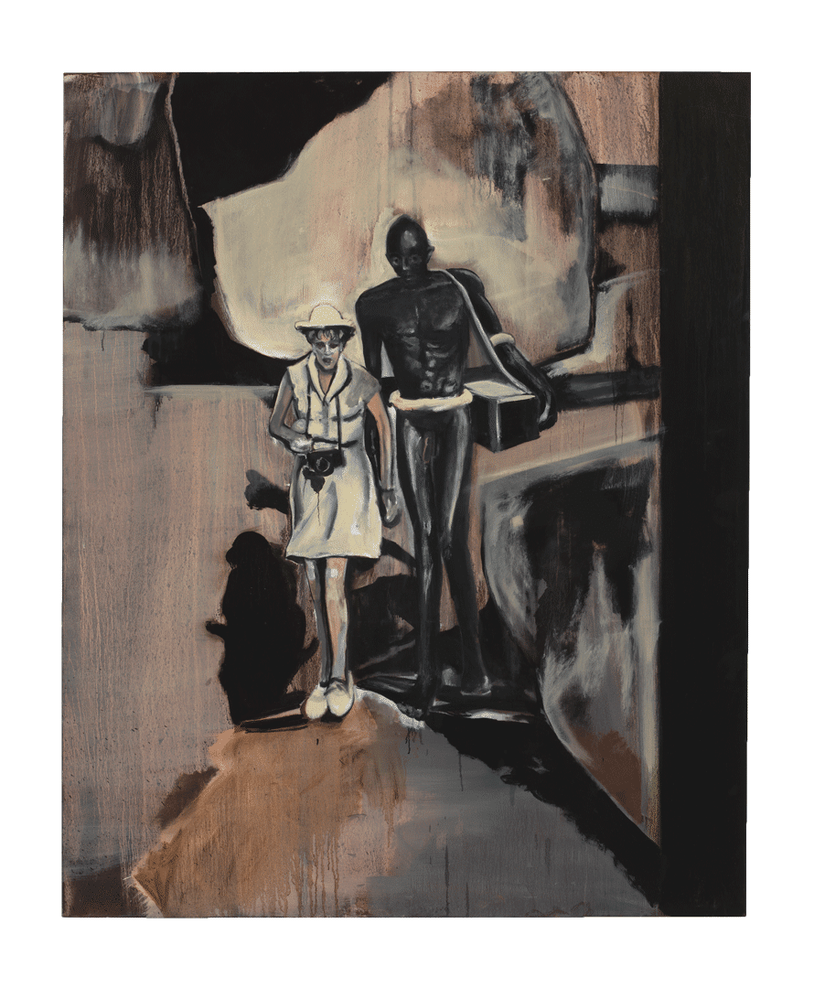 An oil on canvas artwork by Noah Davis, titled Leni Riefenstahl, dated 2010.