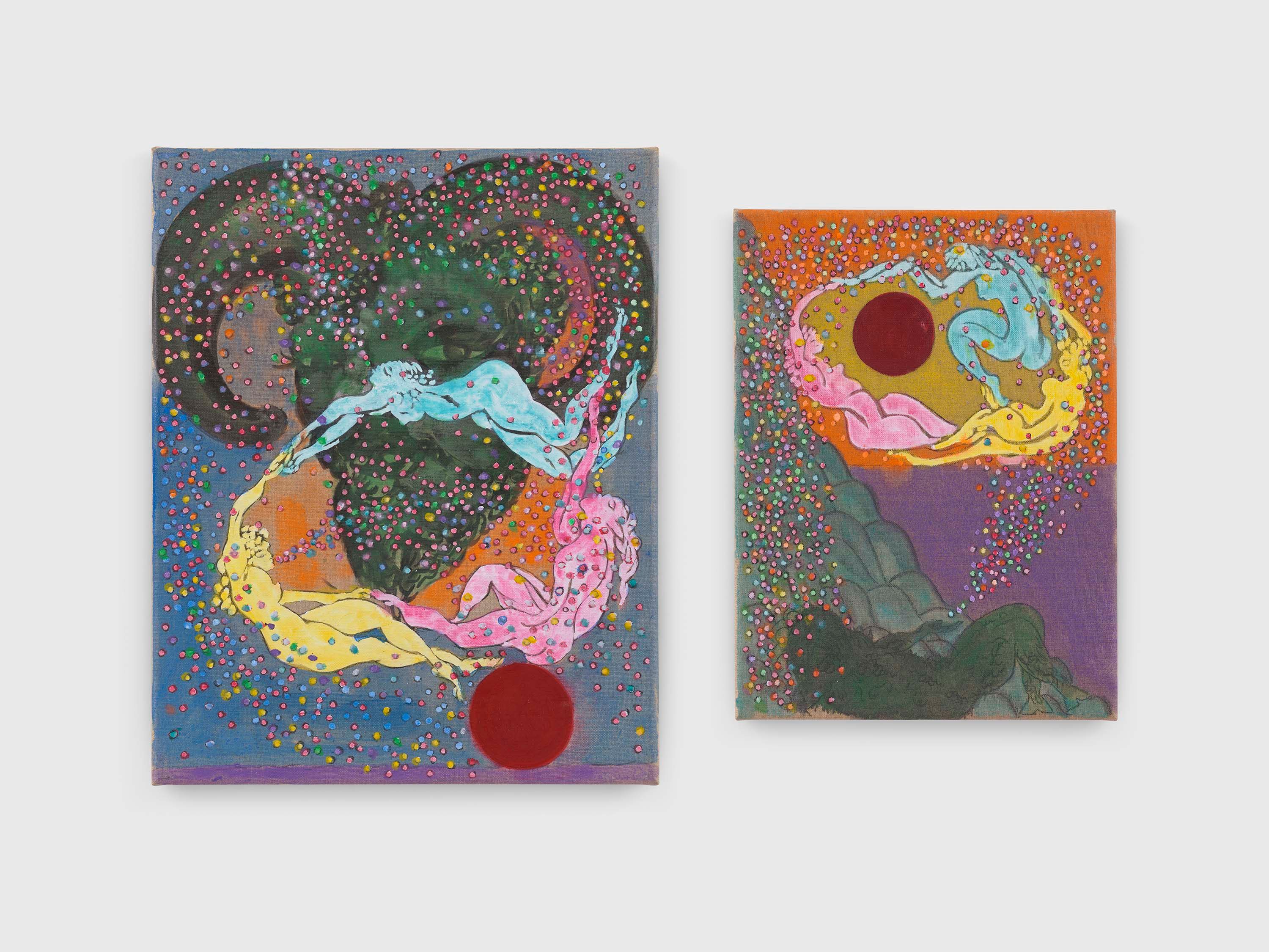 A painting by Chris Ofili, titled The Judgement of Paris, 2019 to 2023.