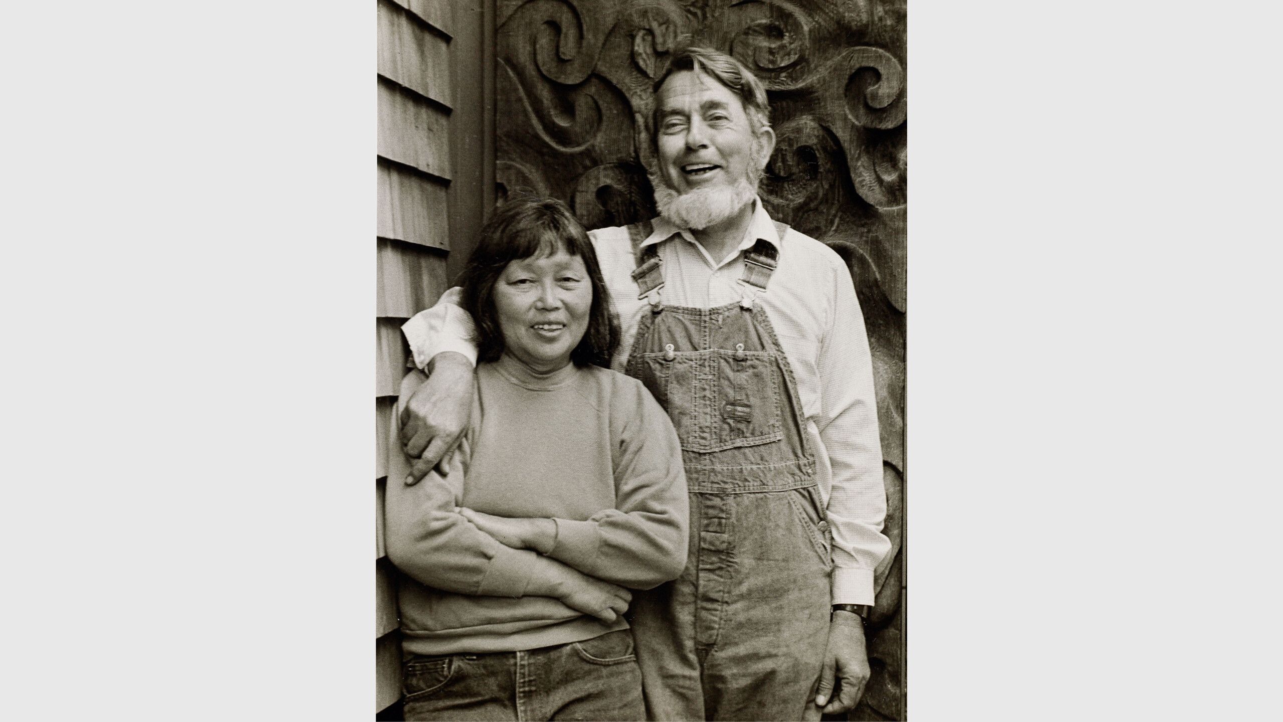 Asawa and her husband Albert Lanier outside the front door of their Noe Valley, San Francisco home in 1984. 
