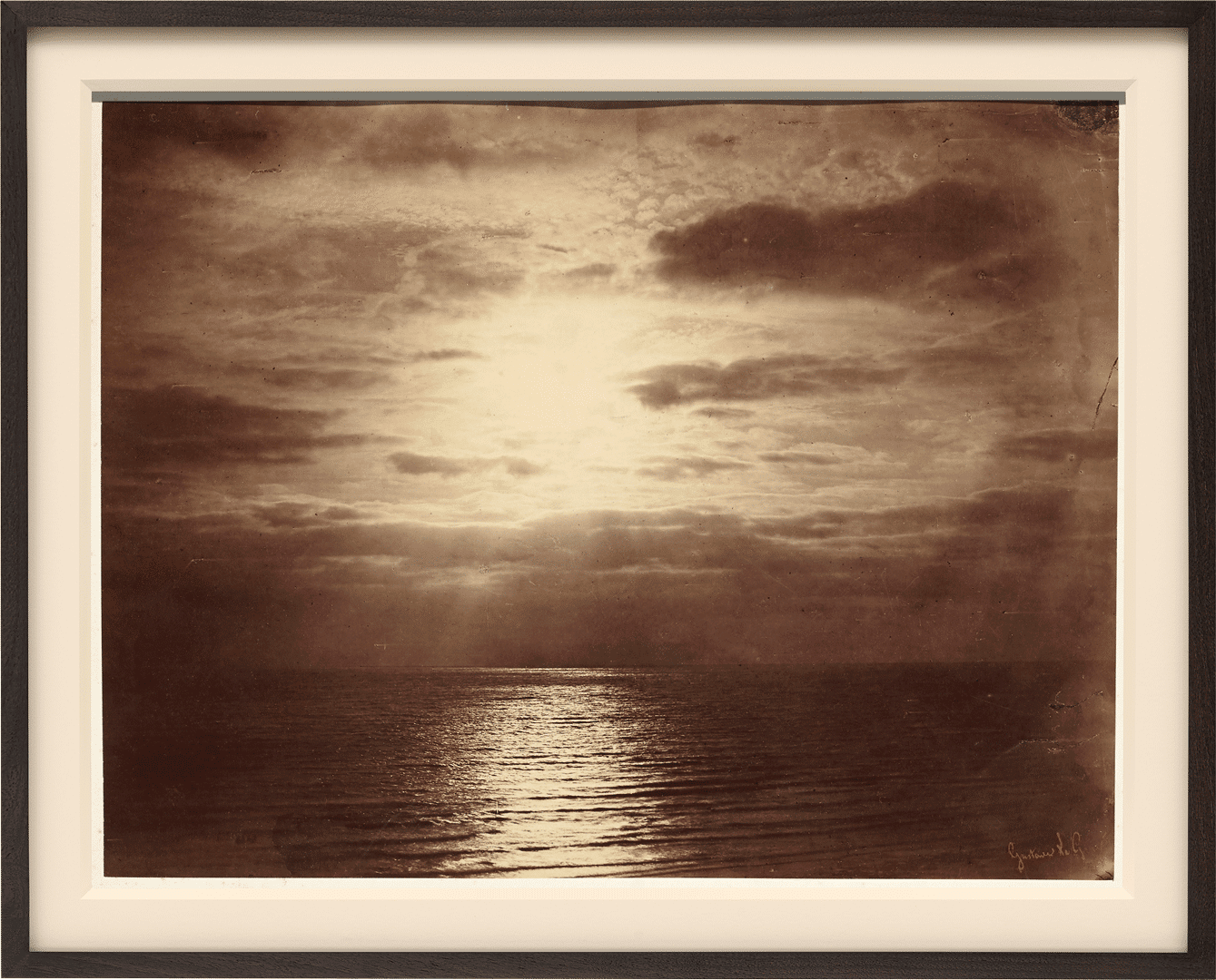 An albumen print from a wet collodion negative by Gustave Le Gray, titled, Effet de soleil dans les nuages - Océan, Normandy, circa 1856 to 1857.