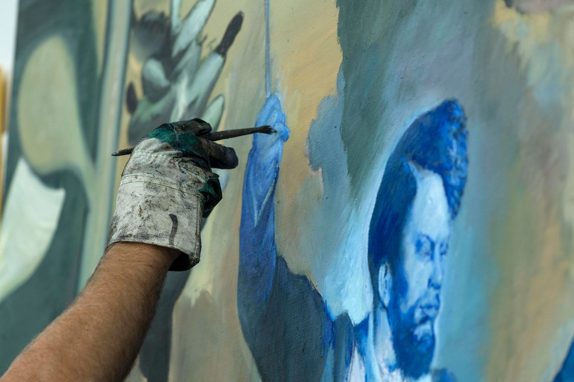 A photograph of Neo Rauch in his studio, dated 2019