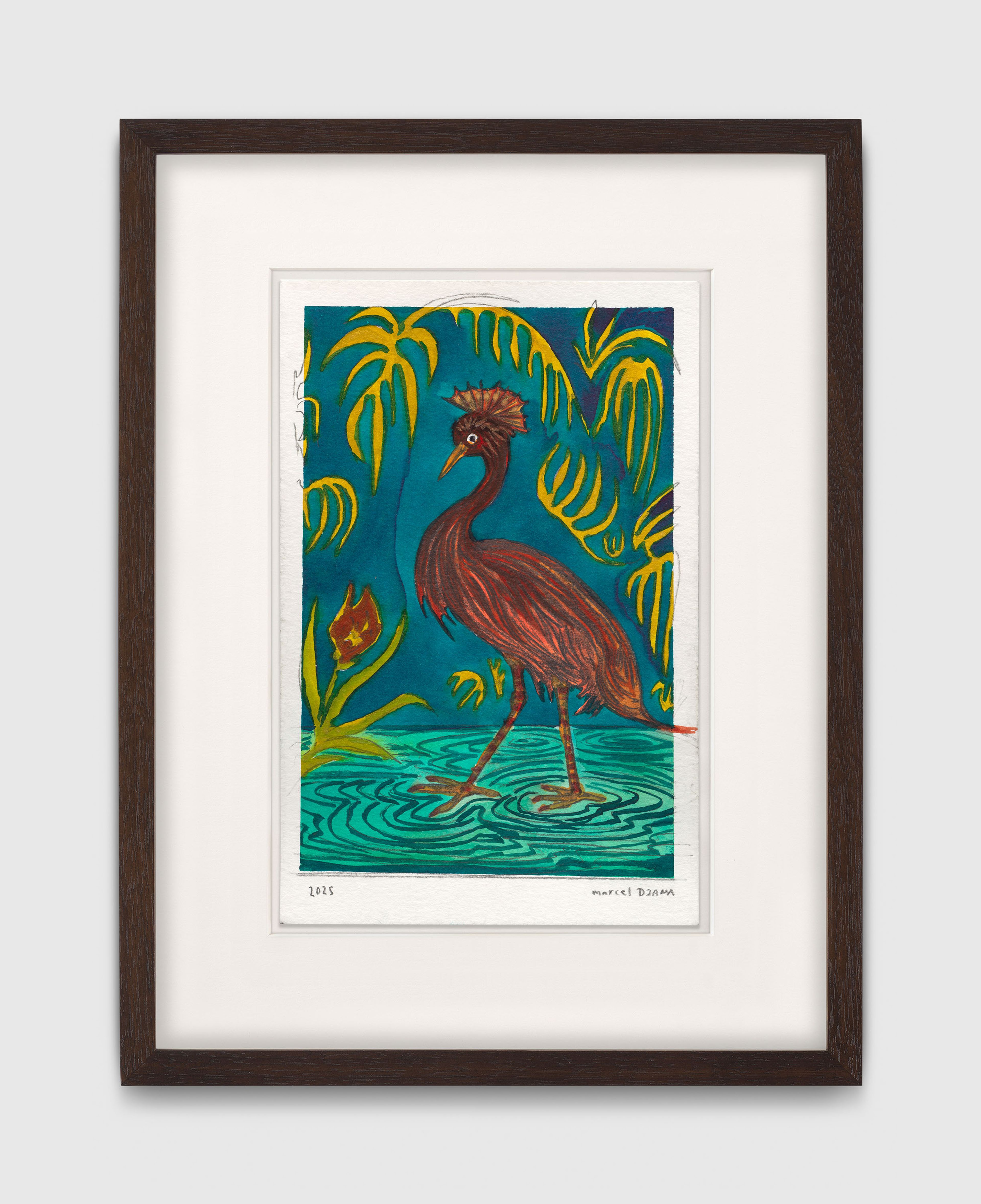 A work on paper by Marcel Dzama, titled Such a pretty bird, dated 2025.