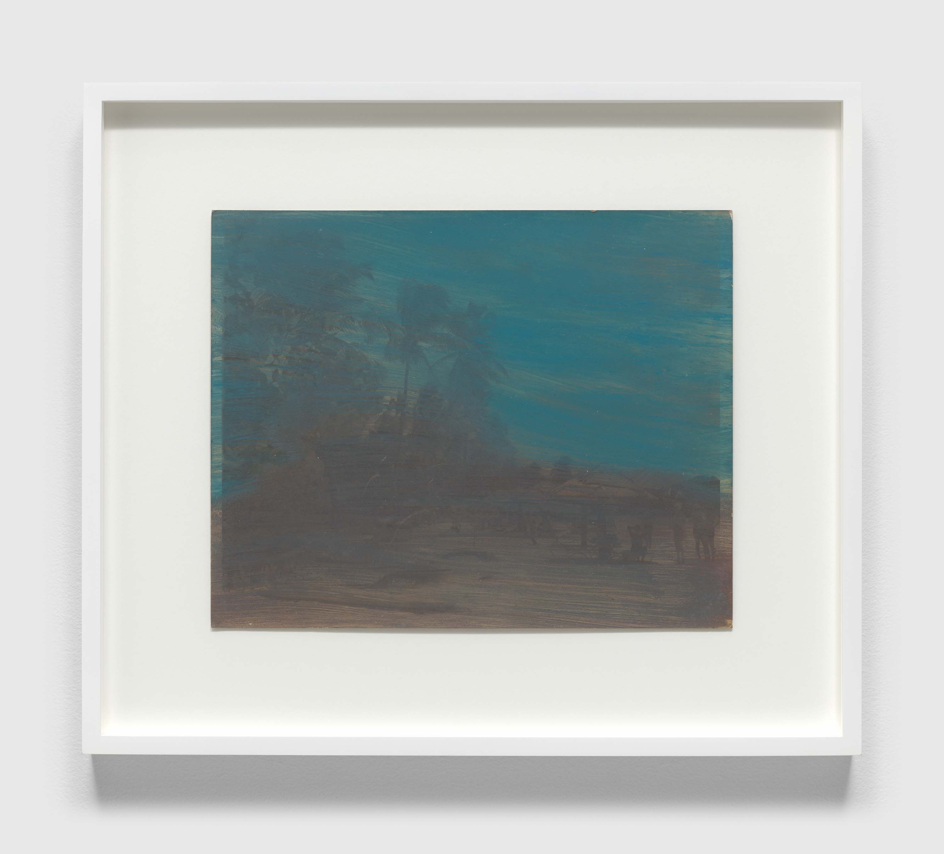 A painting on single-ply cardboard by Frank Walter, called Untitled (Beach Scene Over Photograph), n.d.