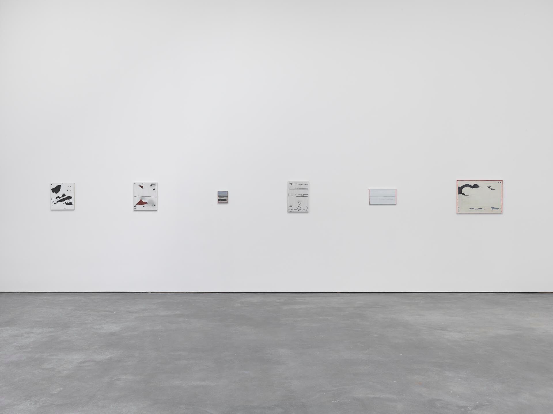 An installation view featuring woks by Raoul De Keyser, dated 2016
