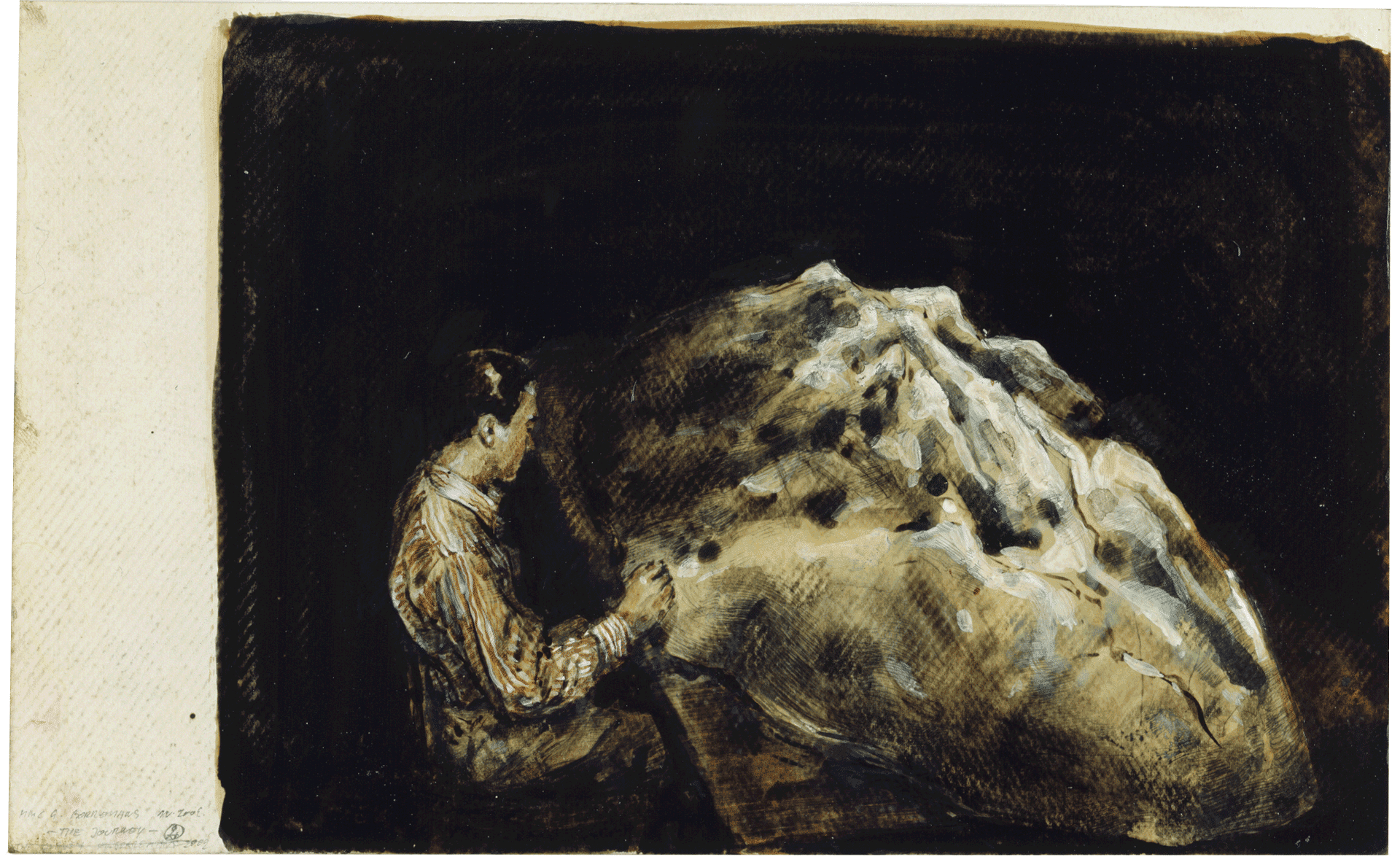 A drawing by Michael Borremans, titled The Journey 2, dated 2002.