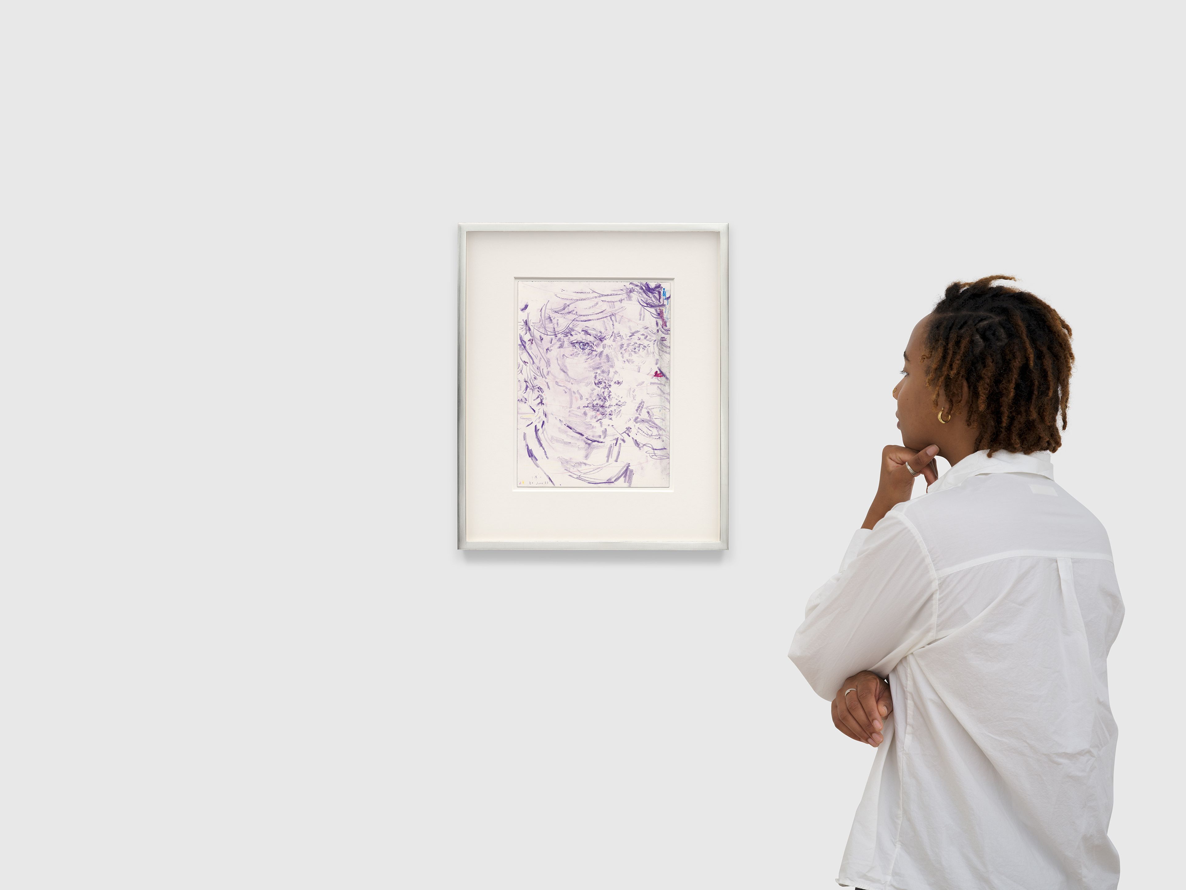 A work on paper by Elizabeth Peyton, titled hakuro (Klara), dated 2023.