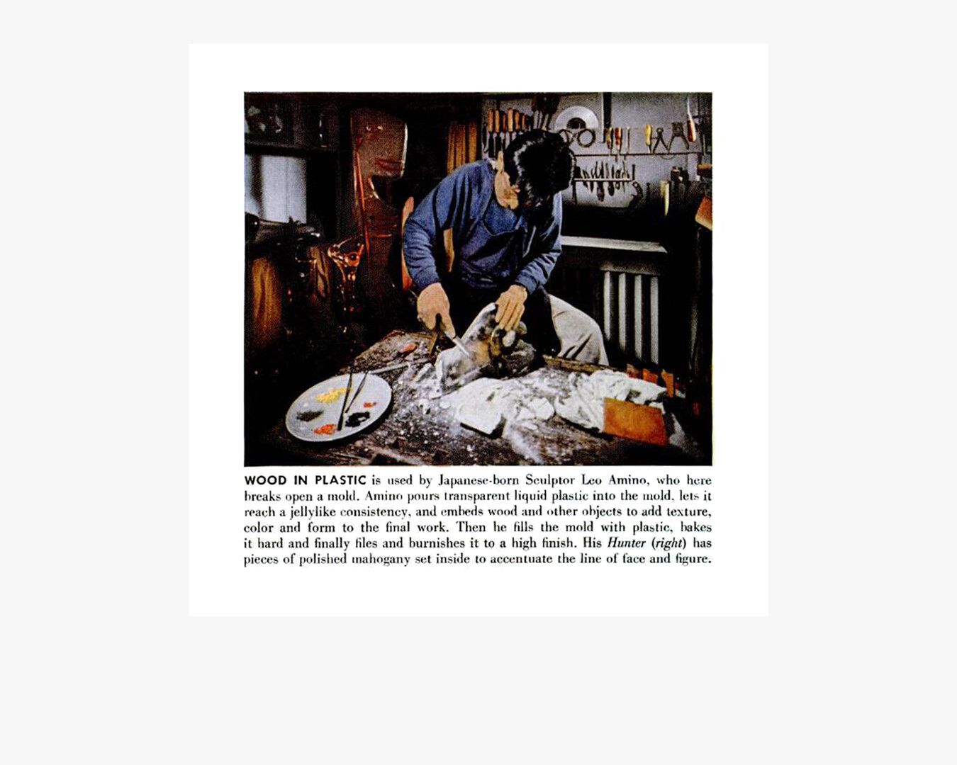 Leo Amino and his work featured in Amino featured in Life magazine, 1954.