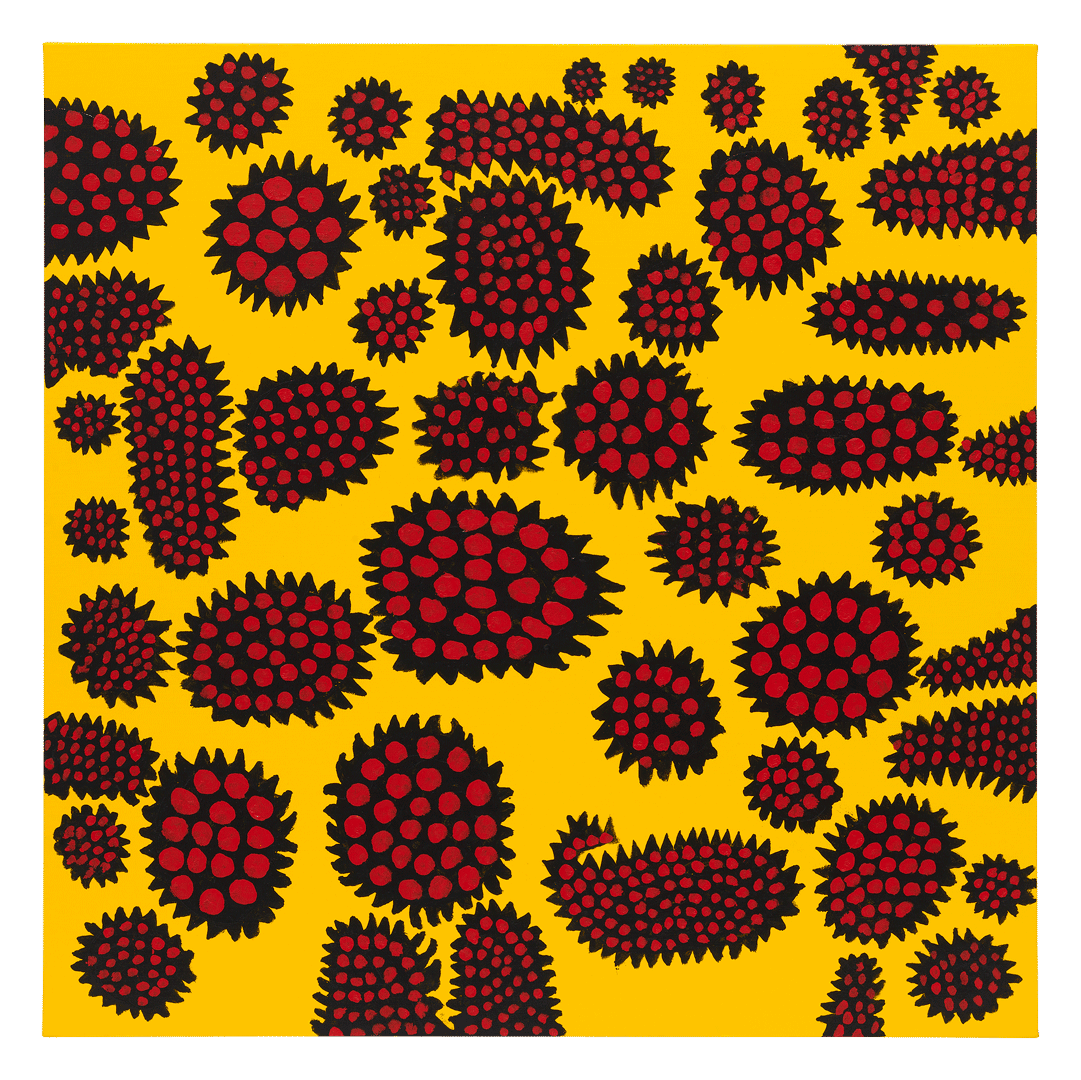 A painting by Yayoi Kusama, titled MY LOVE, SPROUT ENDLESSLY, dated 2020.