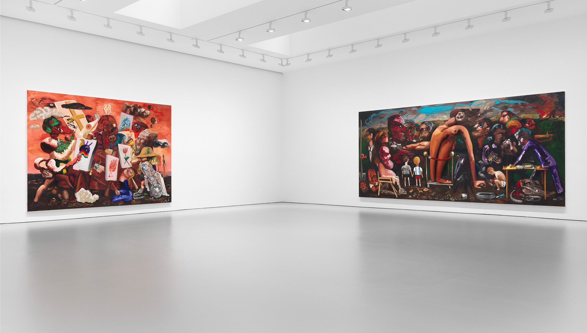 Installation view of the exhibition Dana Schutz: Jupiter's Lottery at David Zwirner in New York, 2023