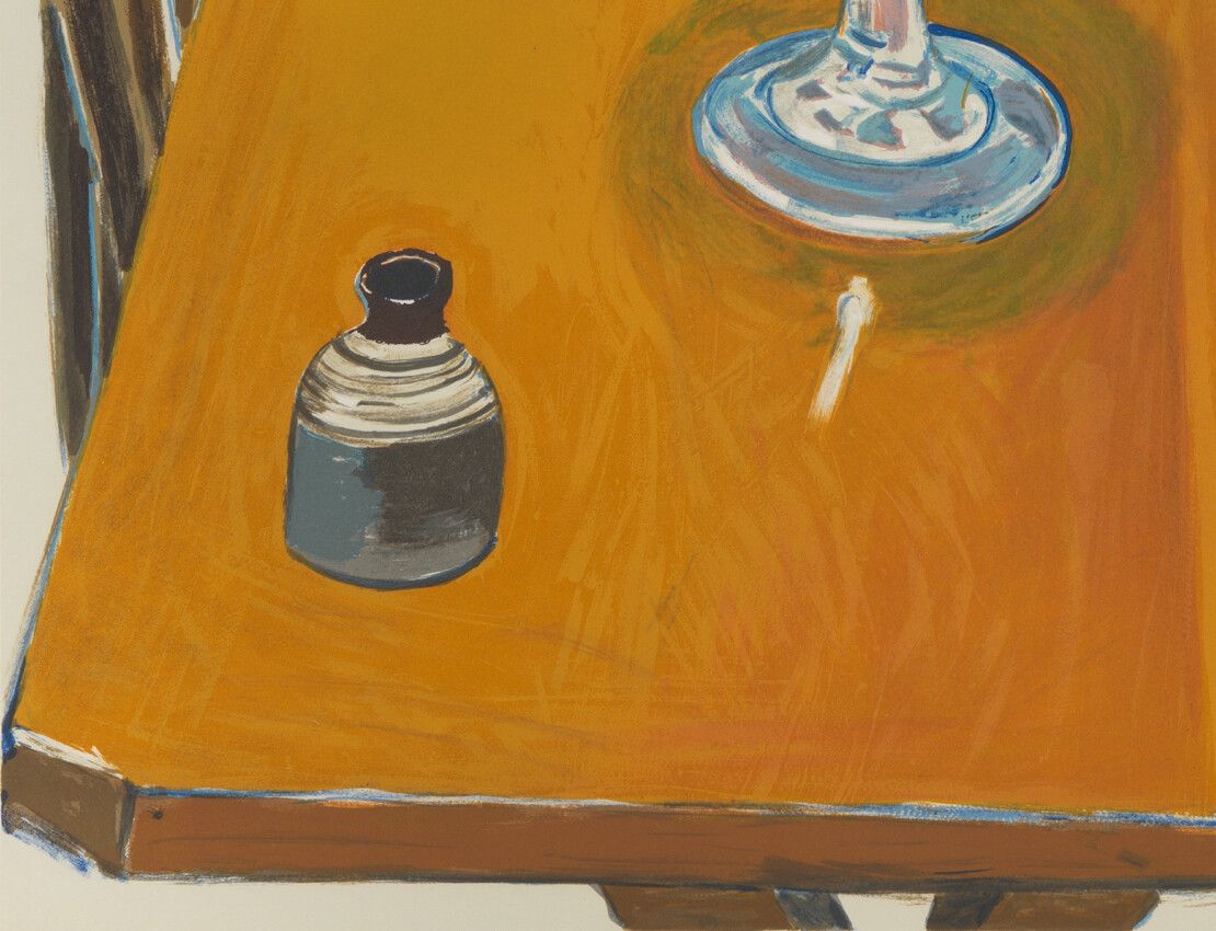 A detail shot of an oil painting titled Jar from Samarkand by Alice Neel, dated 1982.