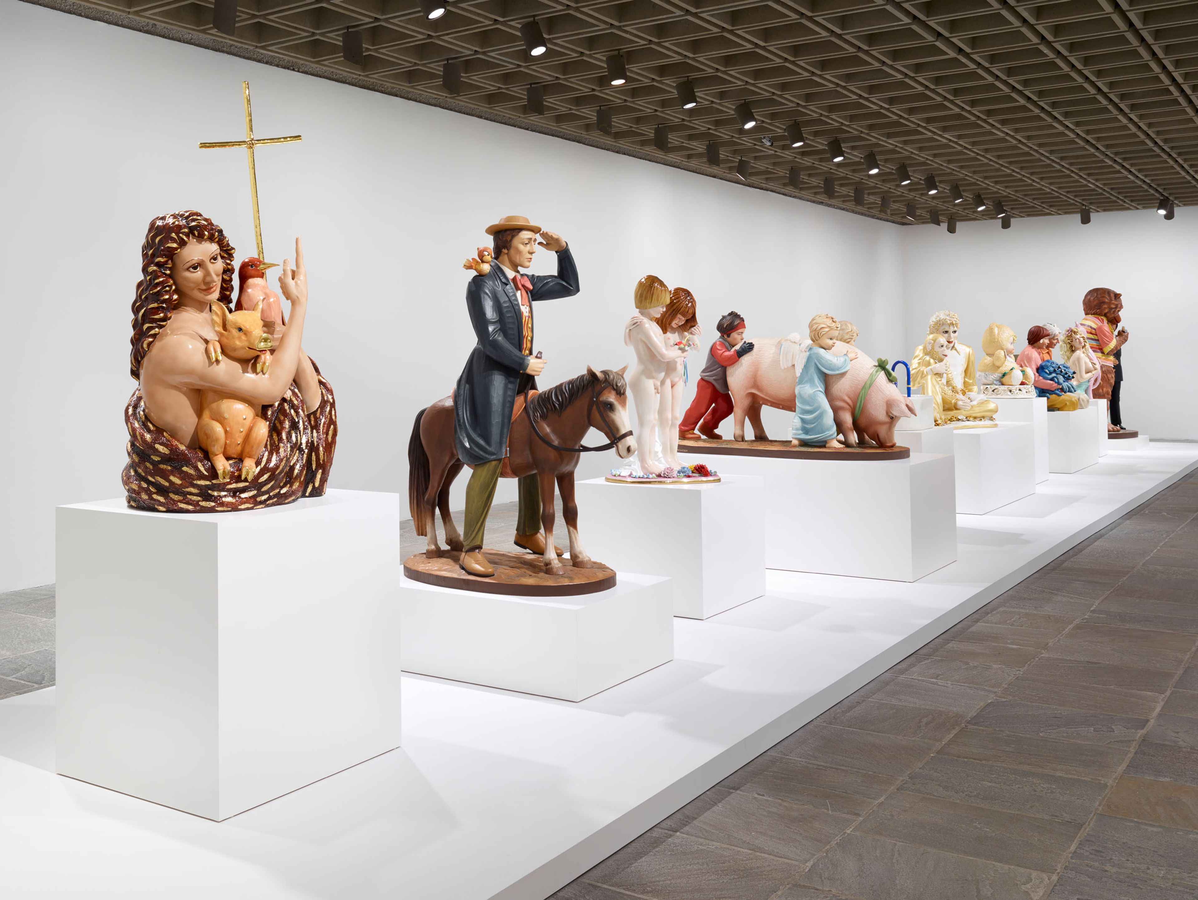 Installation view of the exhibition,¬†Jeff Koons: A Retrospective¬†at the Whitney Museum of American Art in New York, dated 2014.