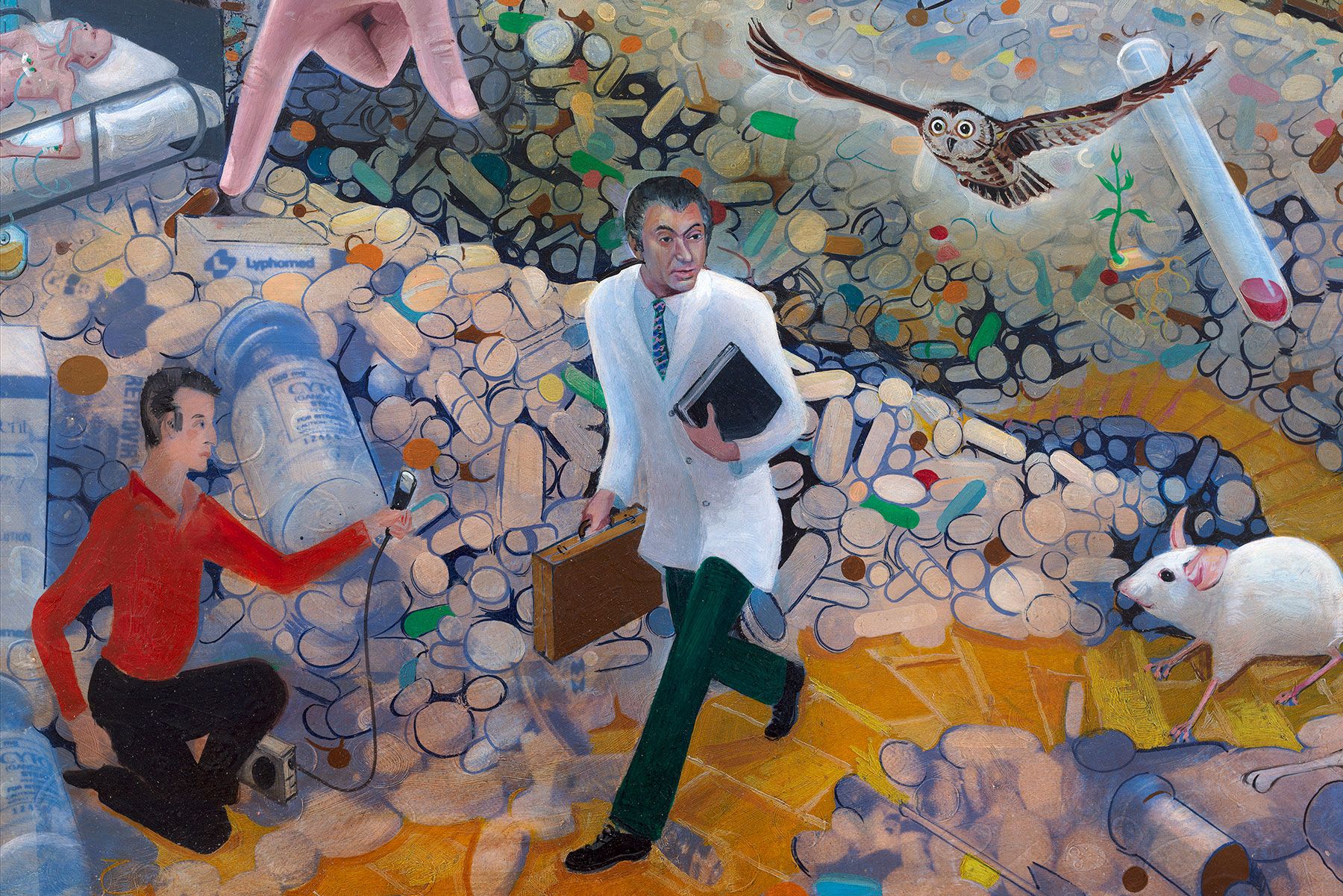 A detail from a painting by Frank Moore, titled Wizard, dated 1994.