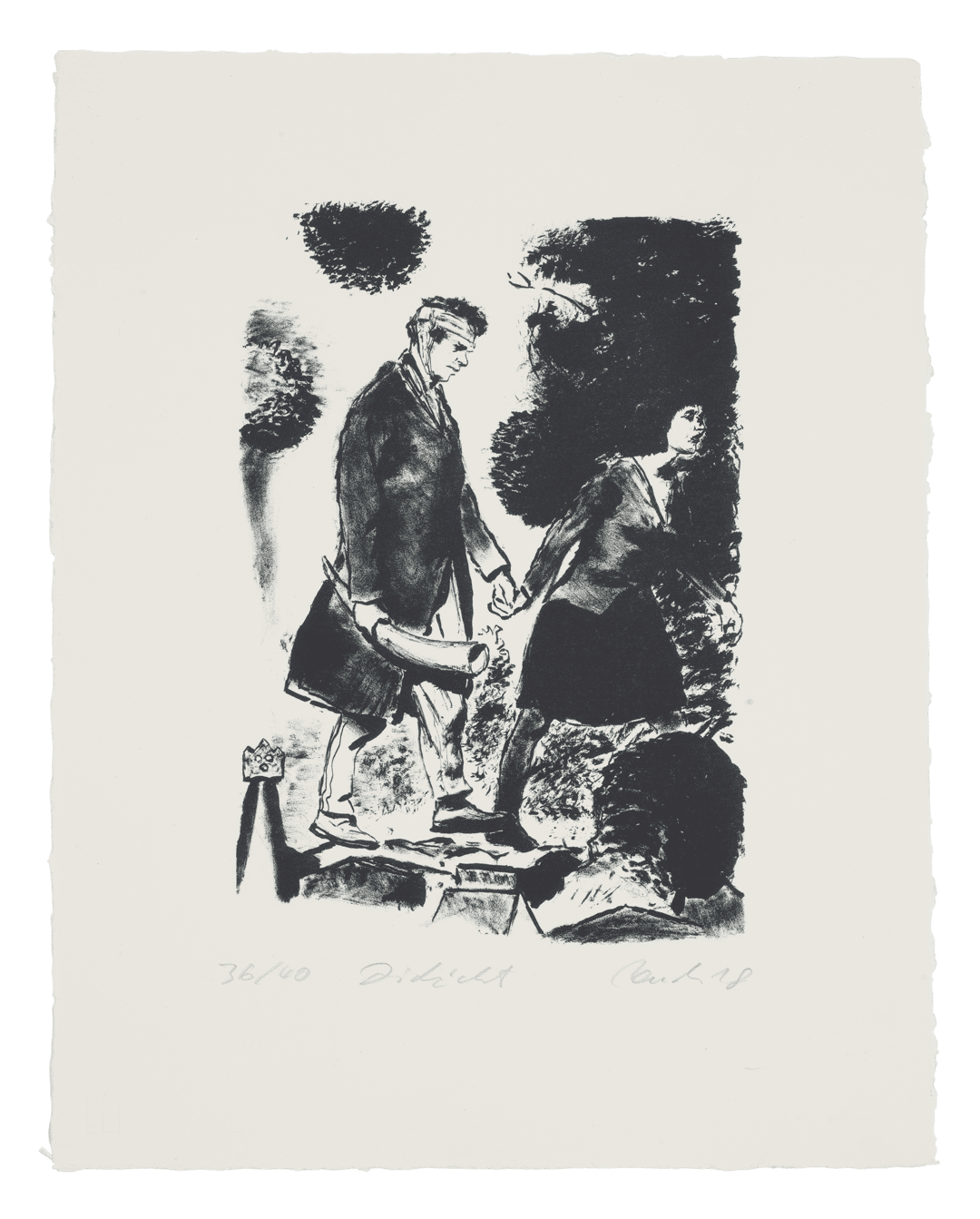 A print by Neo Rauch, titled Dickicht, dated 2018.