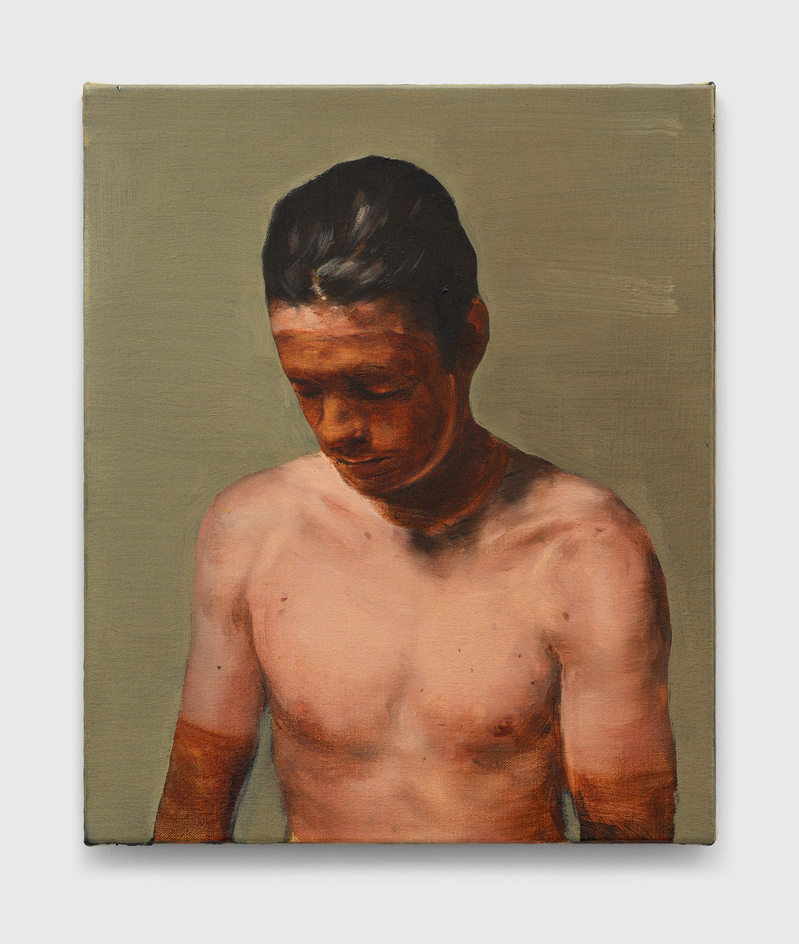 A painting by Michaël Borremans, titled The Cutter, dated 2022.