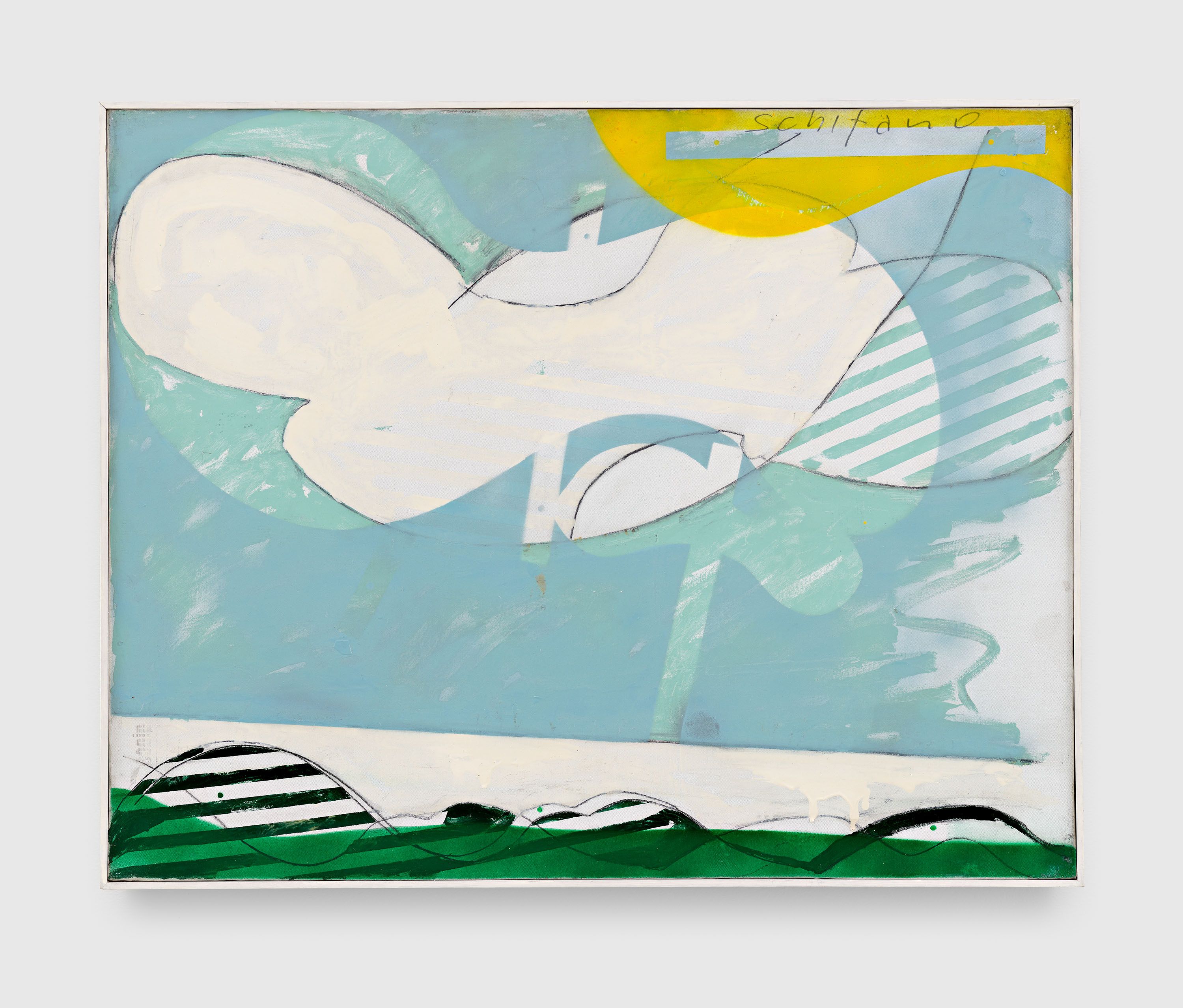 A painting by Mario Schifano, titled Paesaggio anemico, dated 1965.