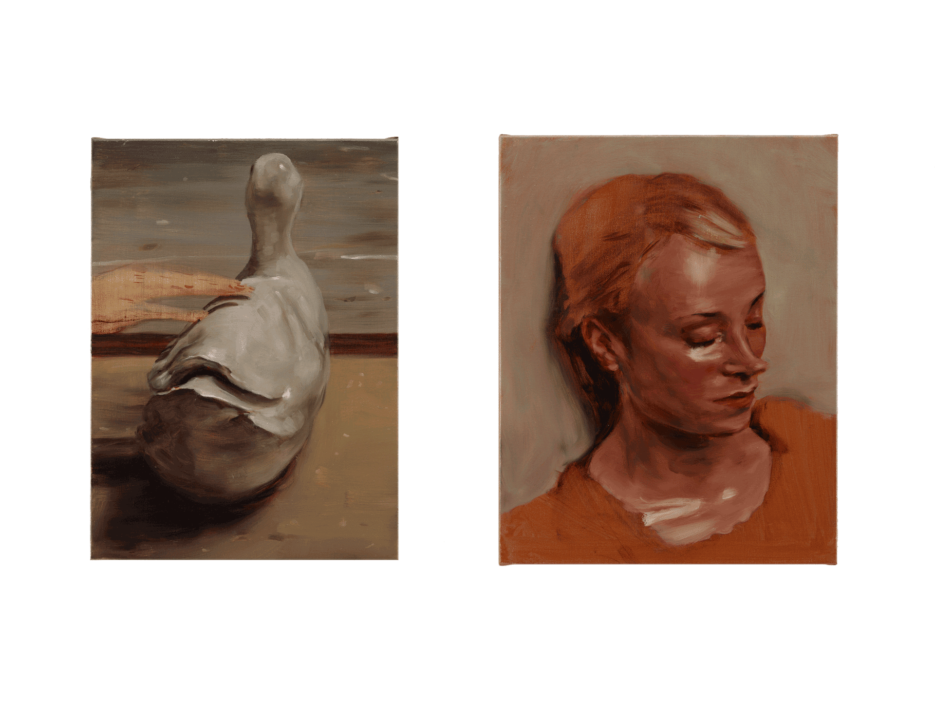 A painting by Michael Borremans titled The Touch, dated 2011.