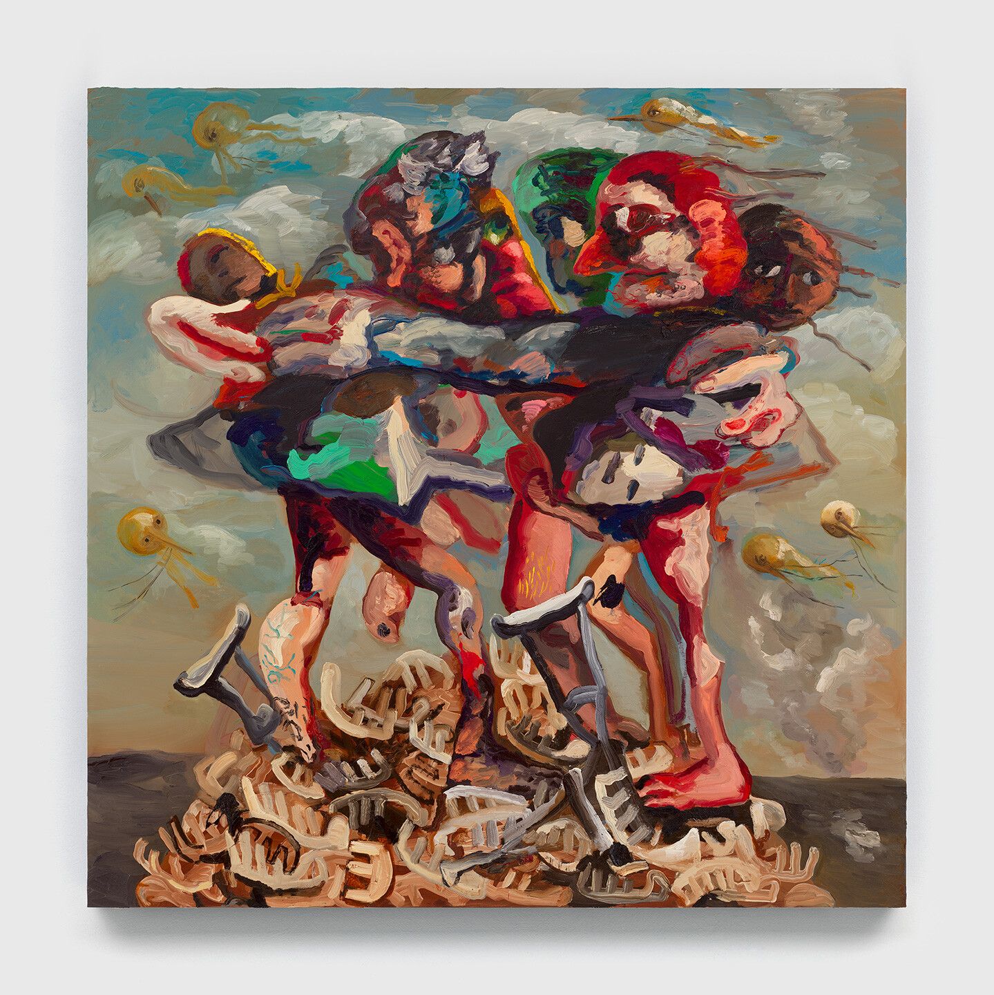 An oil painting on canvas by Dana Schutz, titled Sea Group, titled 2021.